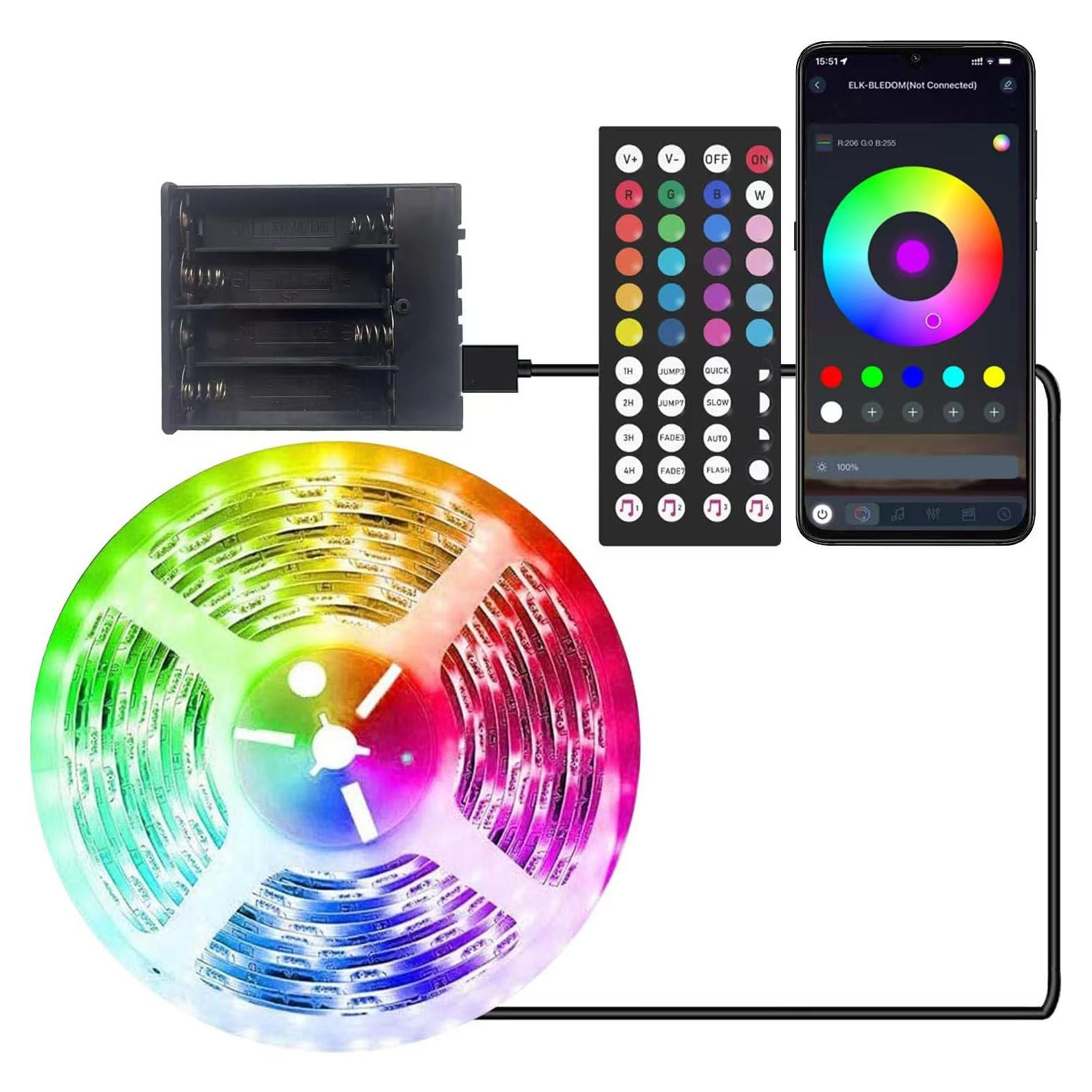 Luces de tira LED RGB 8 metros 1986 con control remoto y música