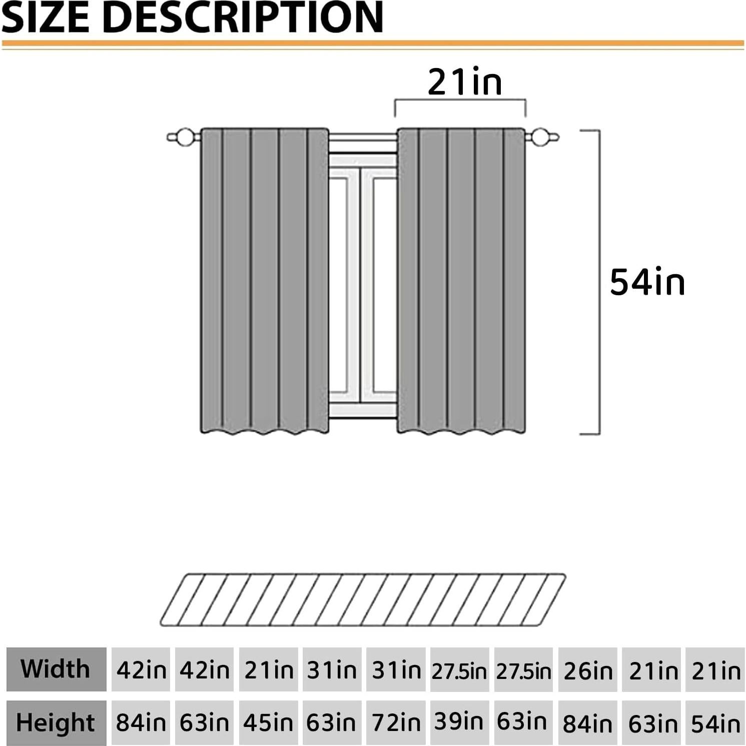 Cortinas de Cocina Lnepty, Pack de 2, 53.34 x 137.16 cm, Camping