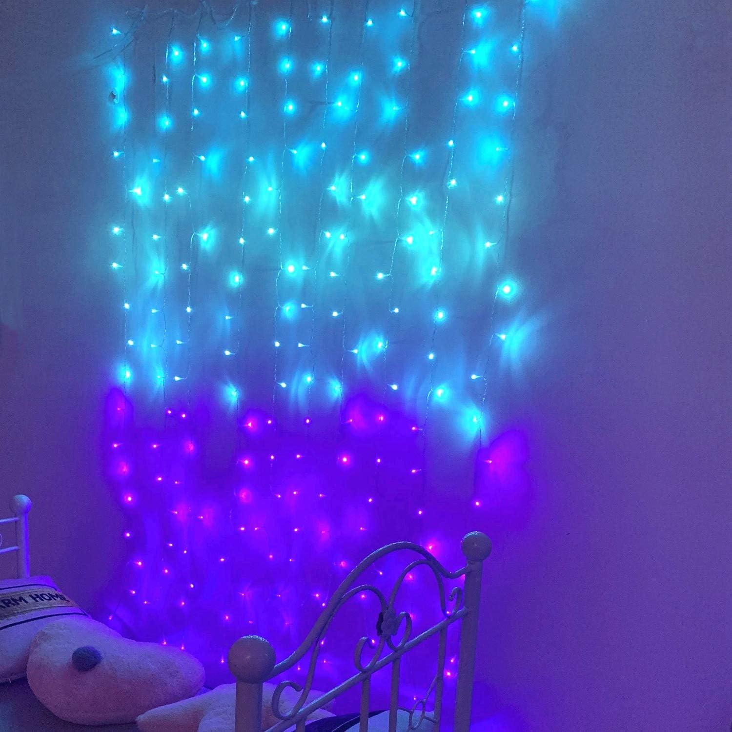 Luces de Cortina LED BECCOBEAT 2x2m Turquesa y Púrpura
