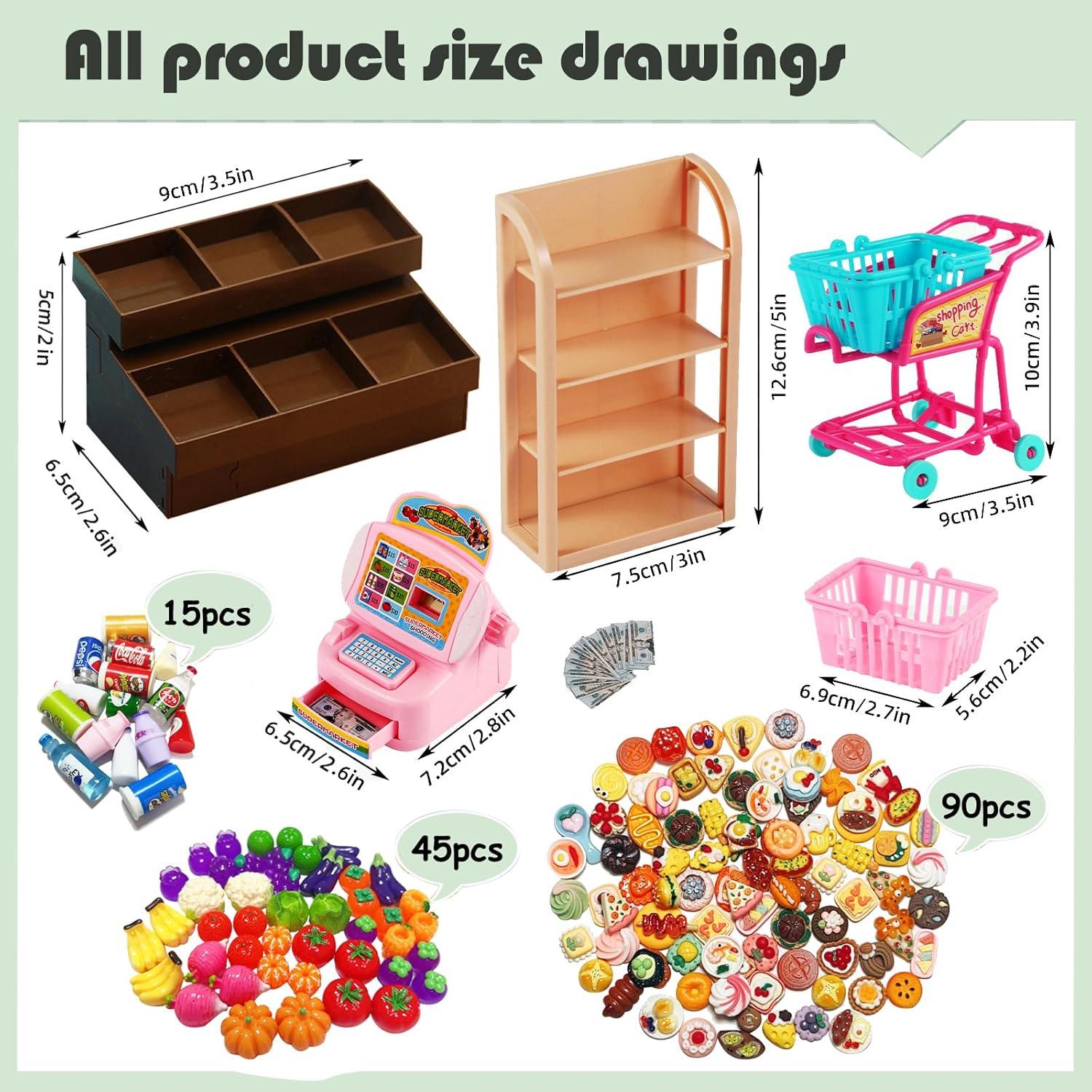 Juego de Supermercado Miniatura 158 Piezas Dudujelly