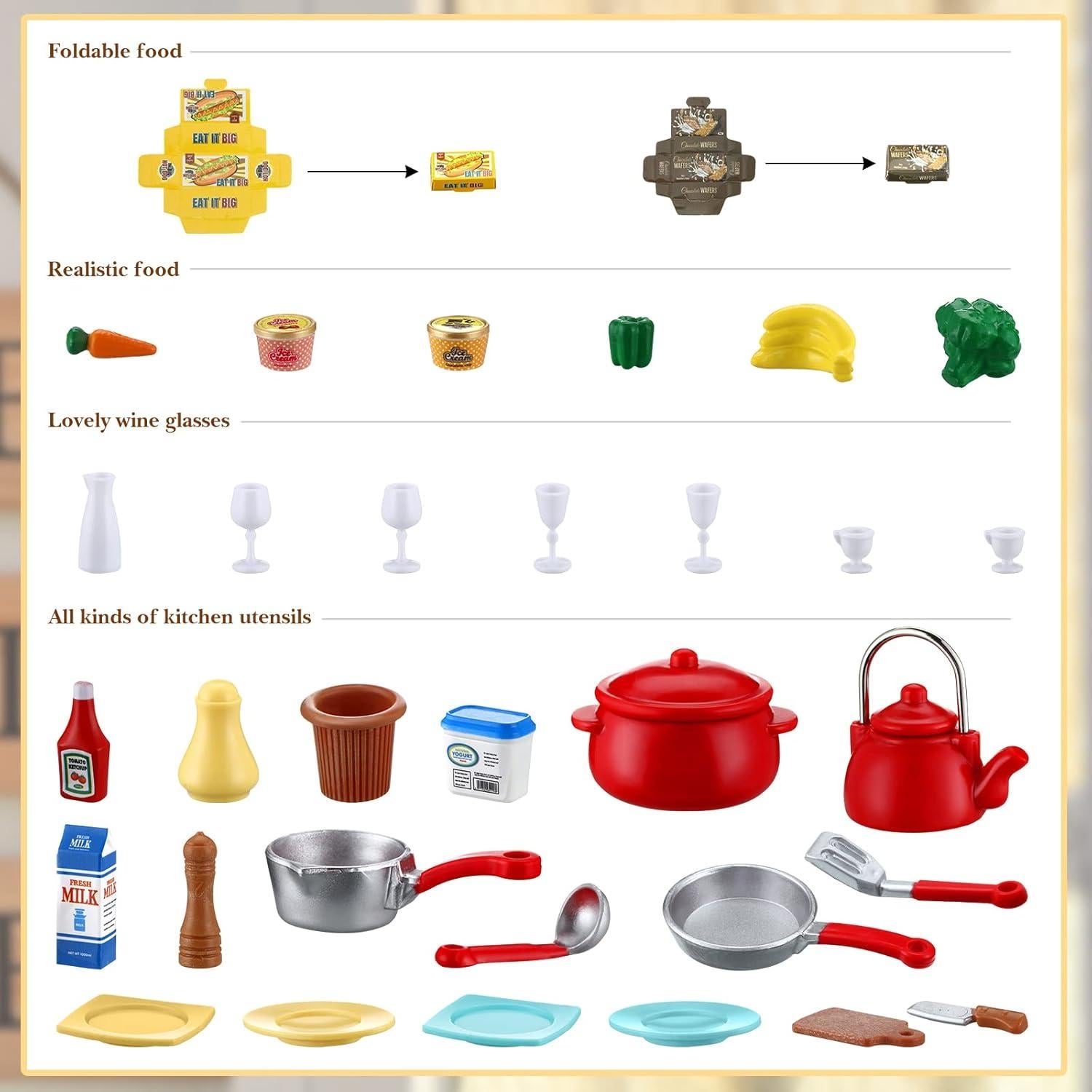 Juego de Muebles de Cocina Miniatura Chivao 43 Piezas