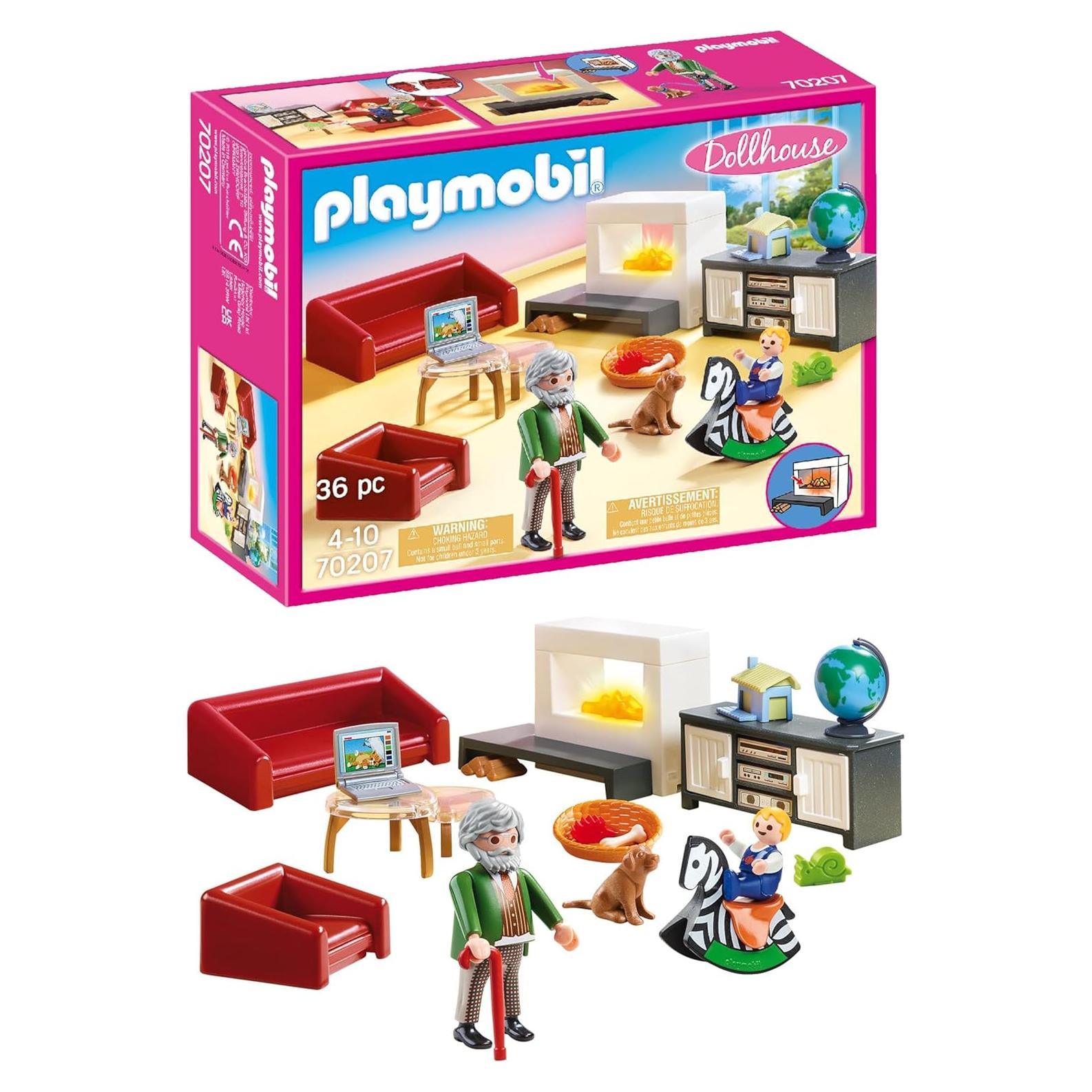 Muebles de Sala de Estar Playmobil 70207 con Chimenea