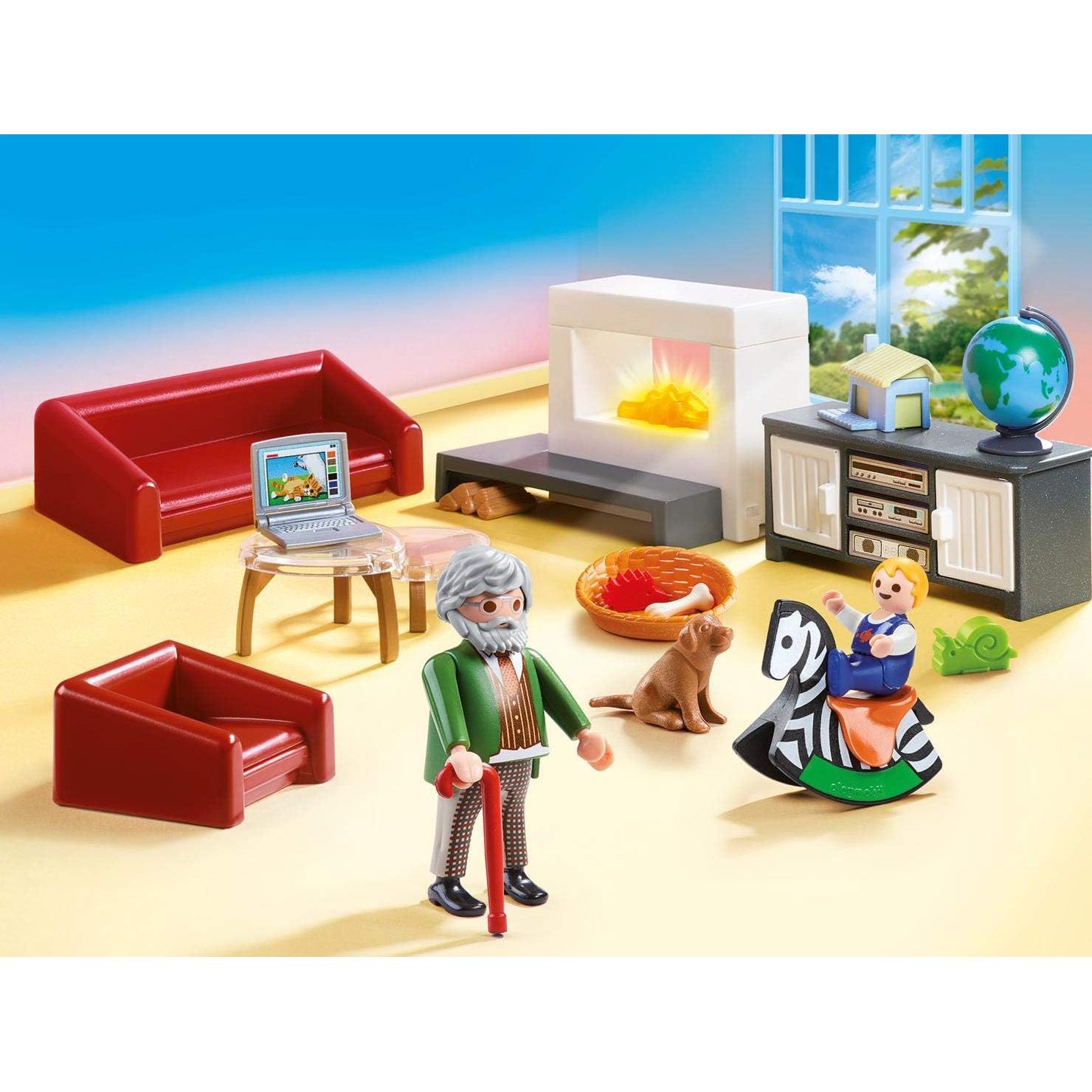 Muebles de Sala de Estar Playmobil 70207 con Chimenea