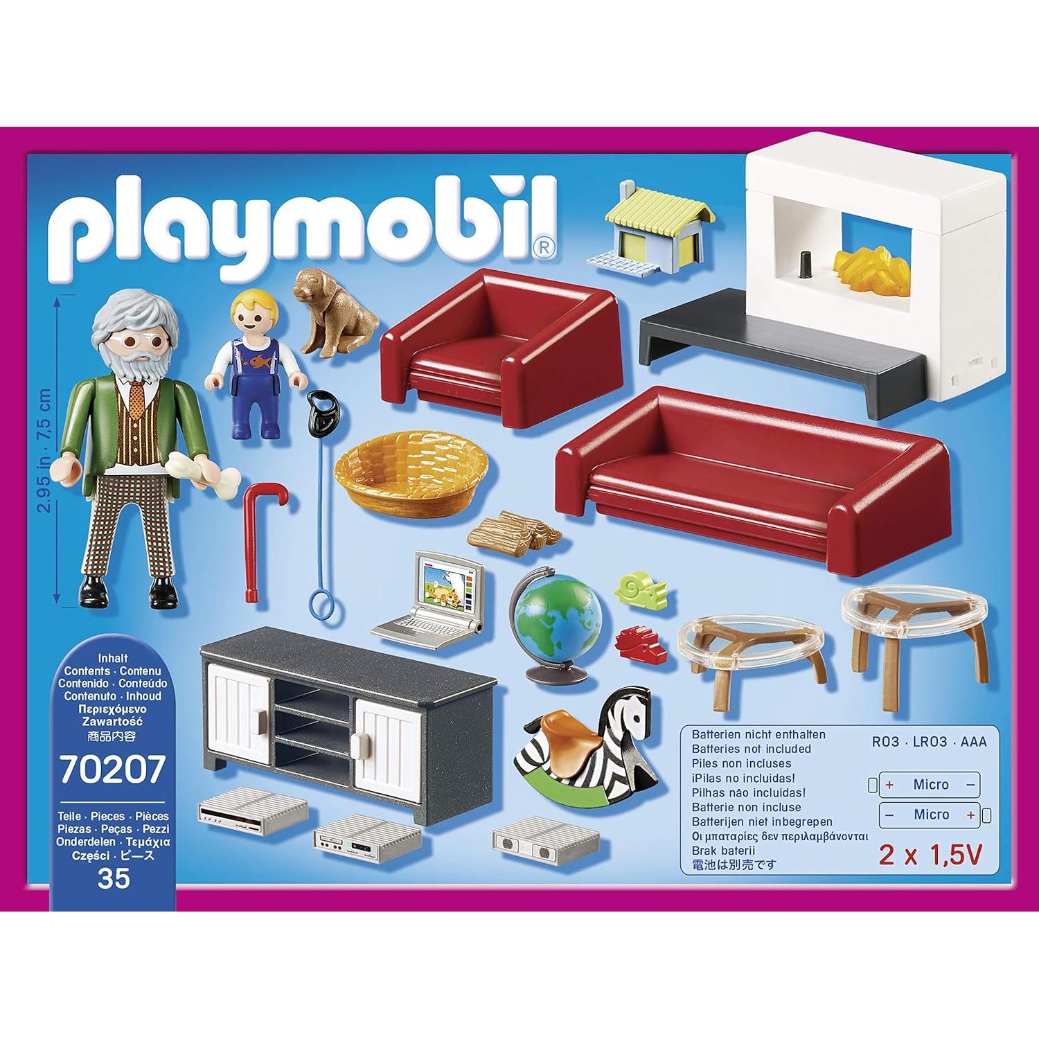 Muebles de Sala de Estar Playmobil 70207 con Chimenea