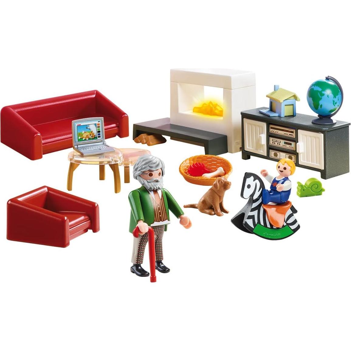 Muebles de Sala de Estar Playmobil 70207 con Chimenea