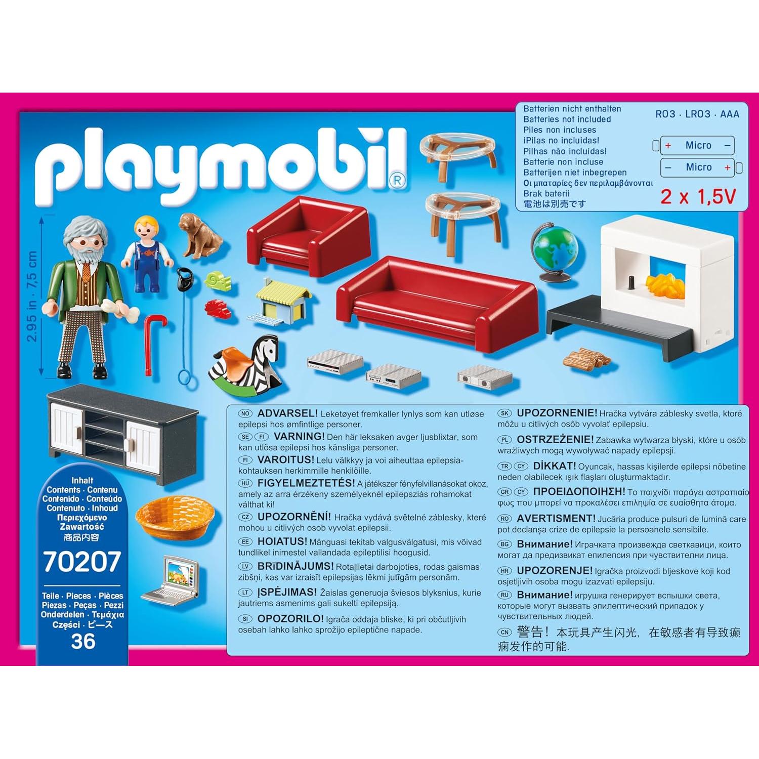 Muebles de Sala de Estar Playmobil 70207 con Chimenea