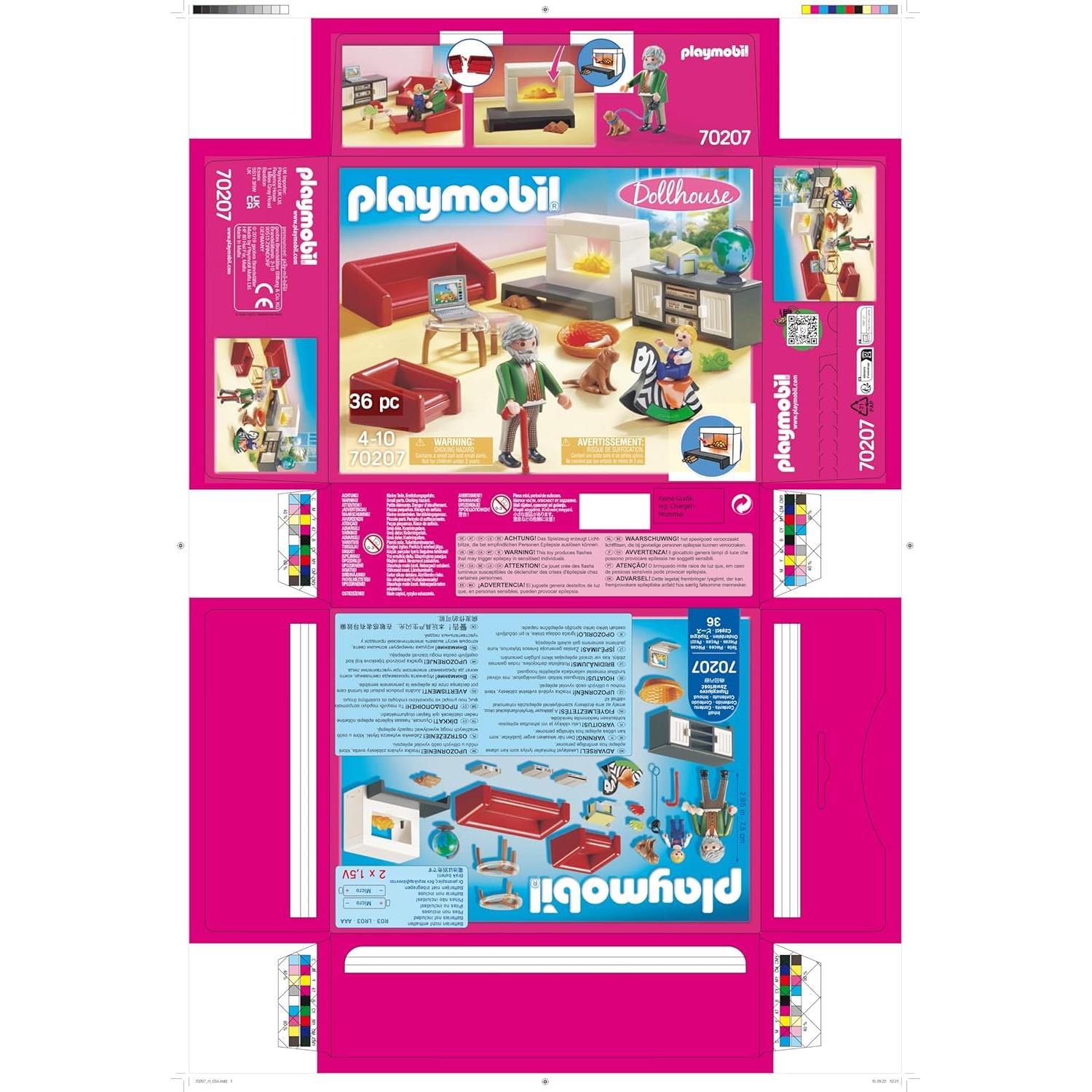 Muebles de Sala de Estar Playmobil 70207 con Chimenea