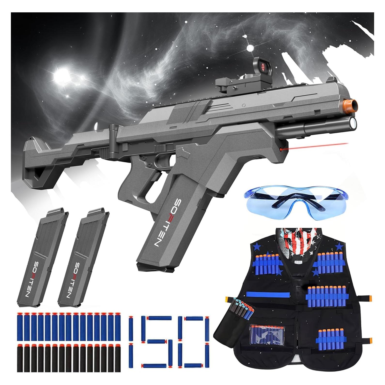 Rifle de francotirador automático SOFITEN con 150 dardos y chaleco