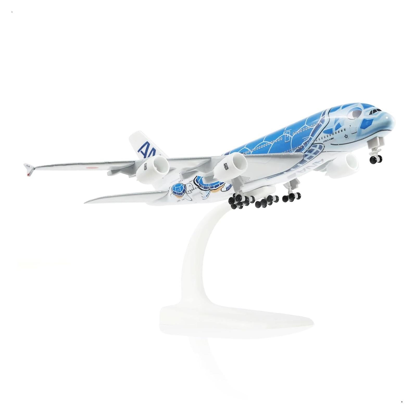 Modelo de avión Airbus A380 QIYUMOKE 1:300 Tortuga Azul