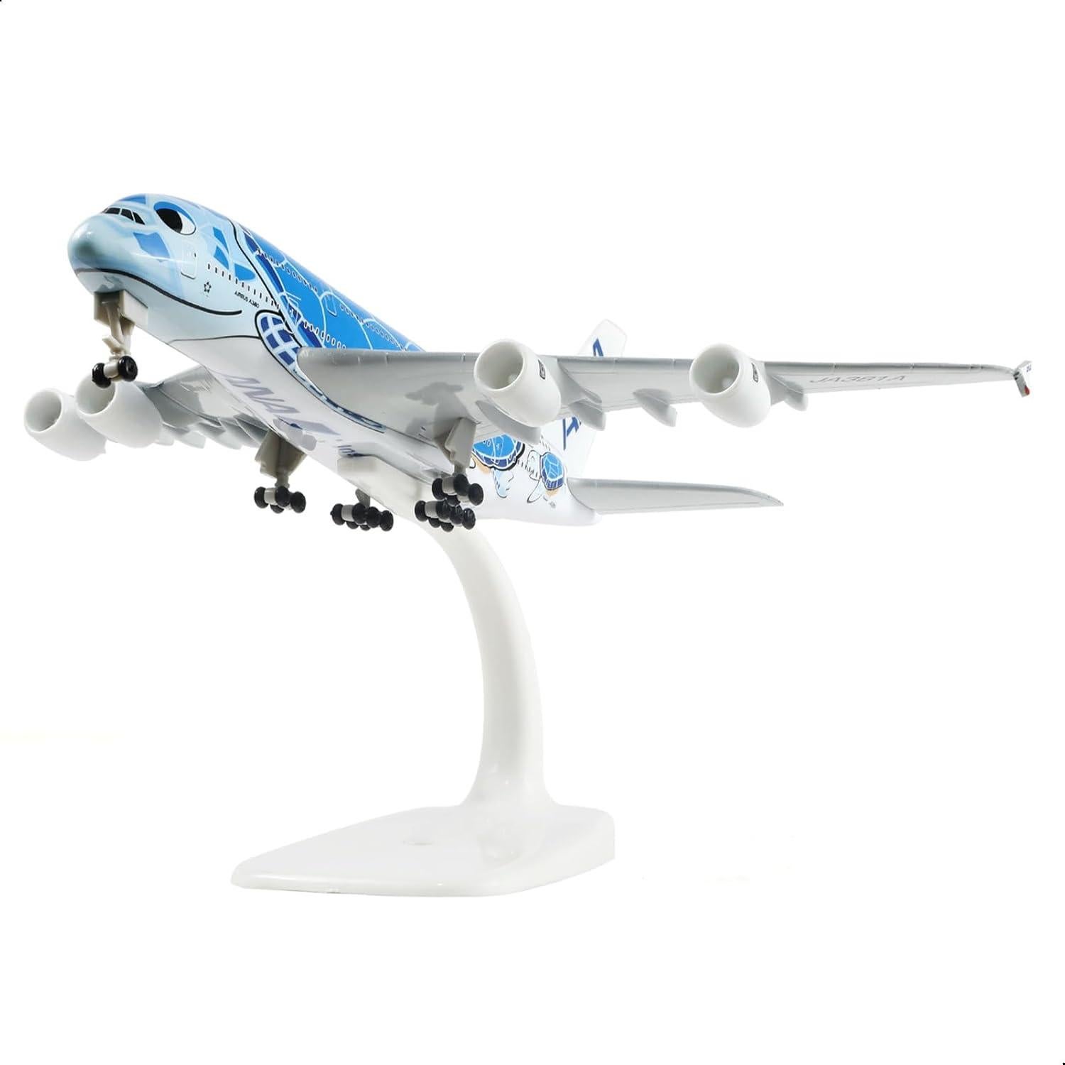 Modelo de avión Airbus A380 QIYUMOKE 1:300 Tortuga Azul