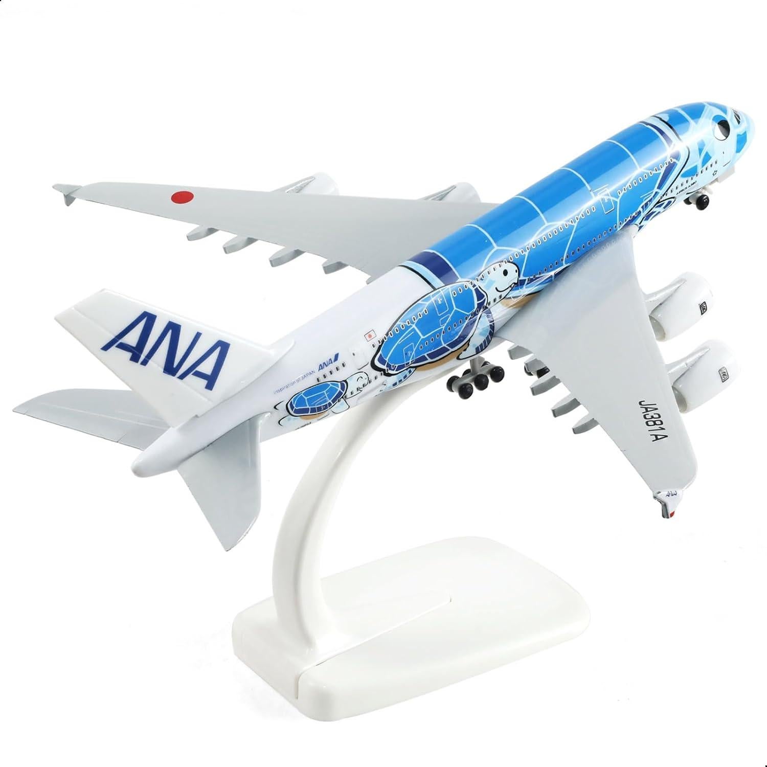 Modelo de avión Airbus A380 QIYUMOKE 1:300 Tortuga Azul