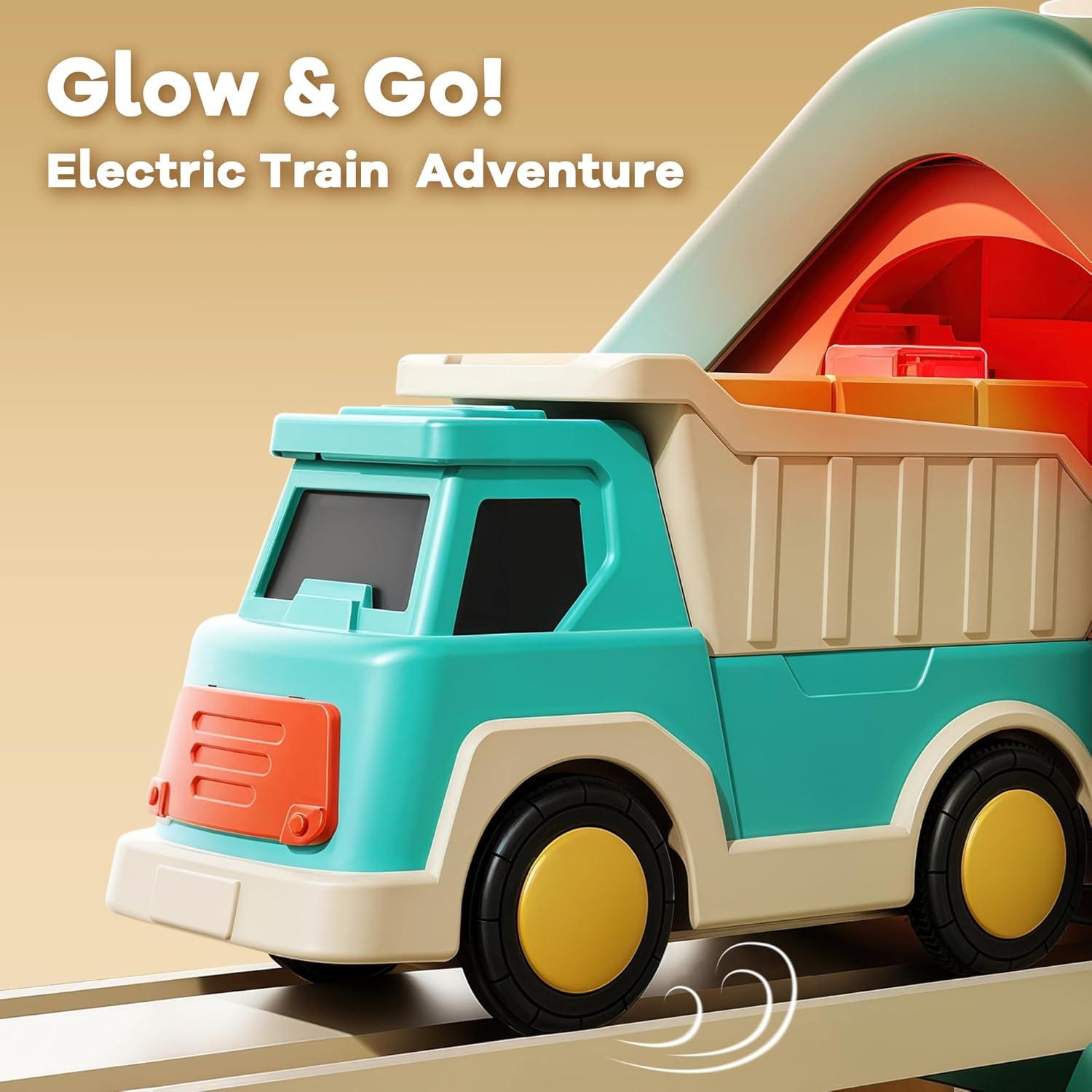Juego de Tren Eléctrico iPlay, iLearn 62PCS para Niños 3-8 Años