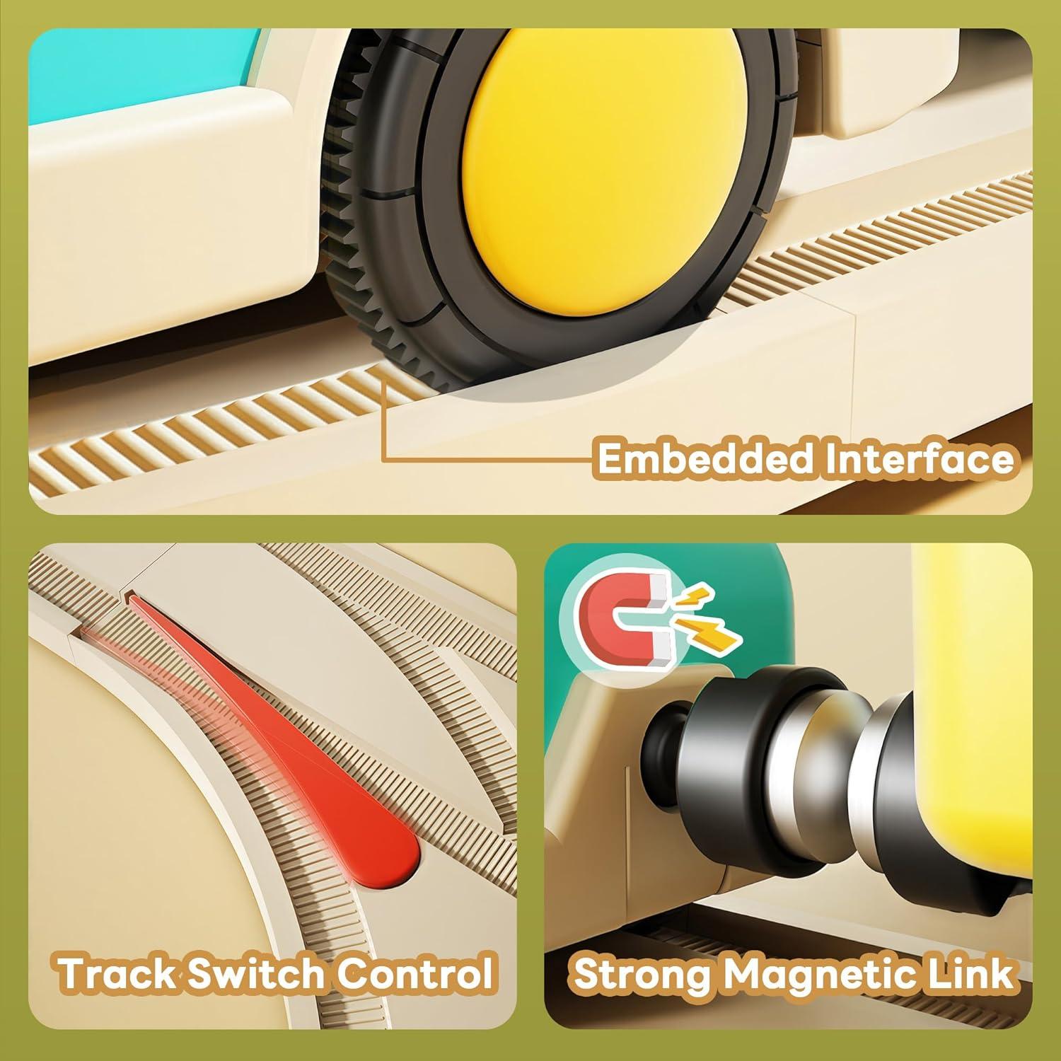 Juego de Tren Eléctrico iPlay, iLearn 62PCS para Niños 3-8 Años