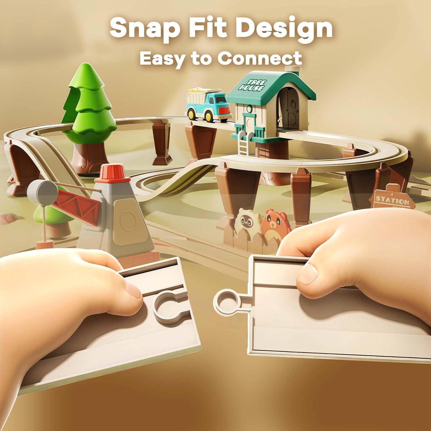 Juego de Tren Eléctrico iPlay, iLearn 62PCS para Niños 3-8 Años