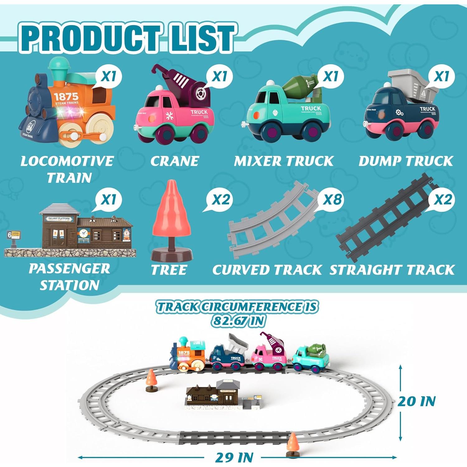 Juego de Tren Eléctrico MORECOLL 19052B con Música y Luces