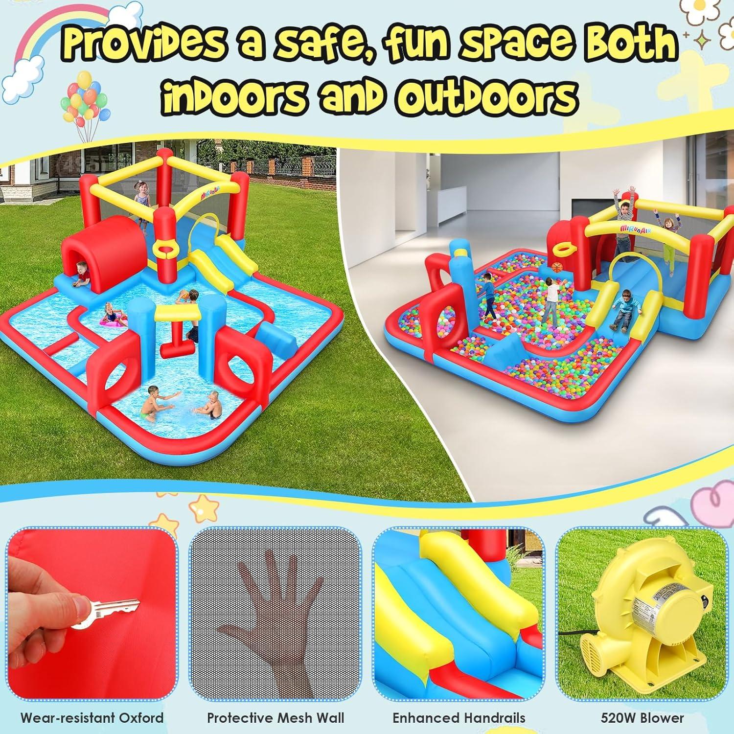 Casa Inflable AKEYDIY con Resbaladilla y Piscina 4.37m