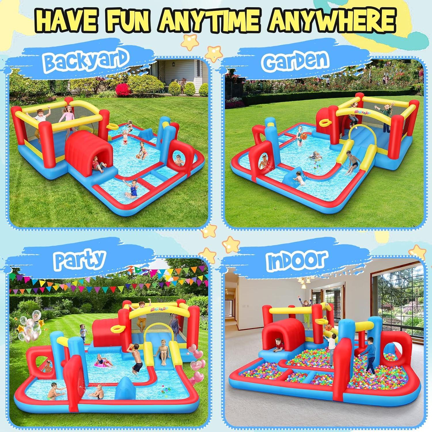 Casa Inflable AKEYDIY con Resbaladilla y Piscina 4.37m