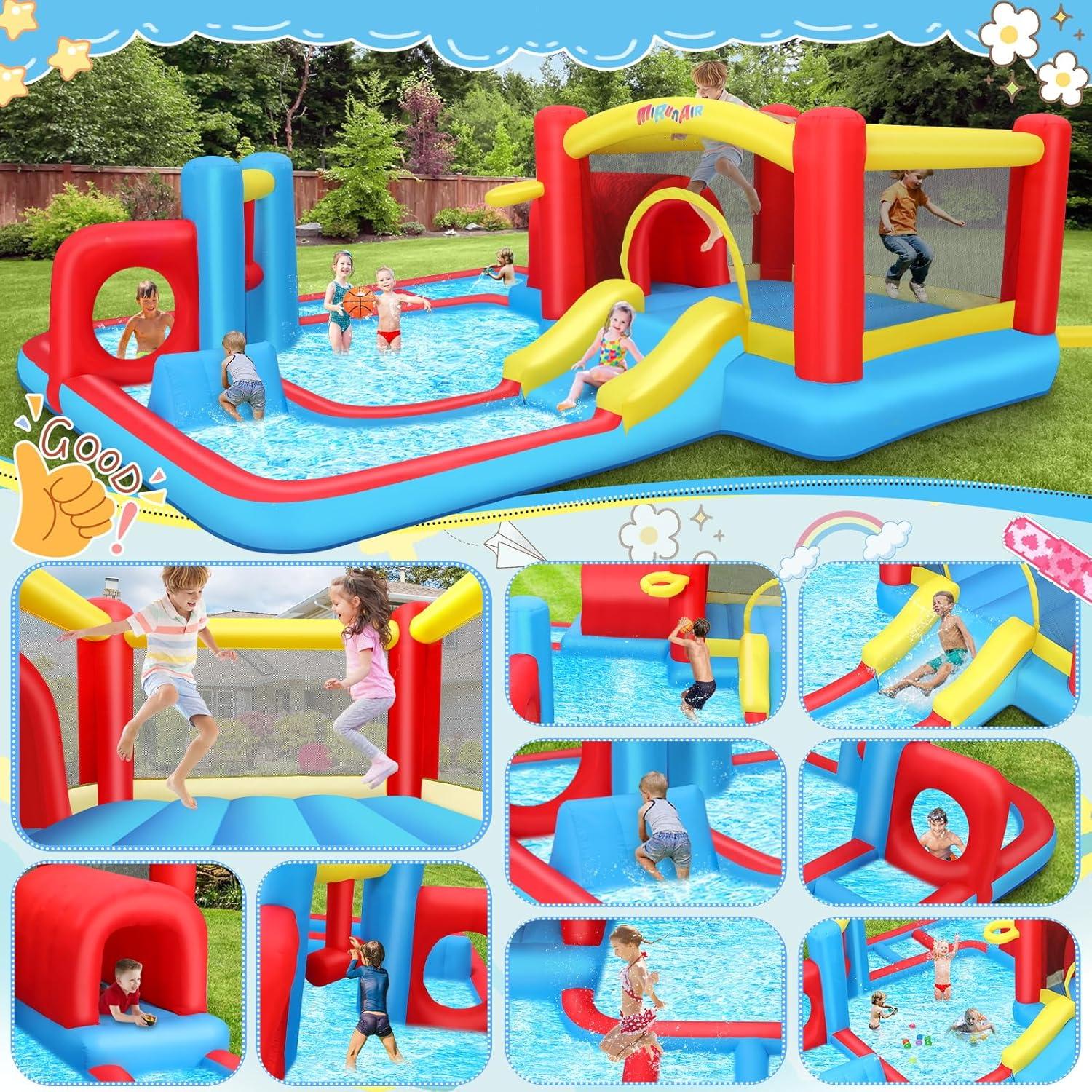 Casa Inflable AKEYDIY con Resbaladilla y Piscina 4.37m