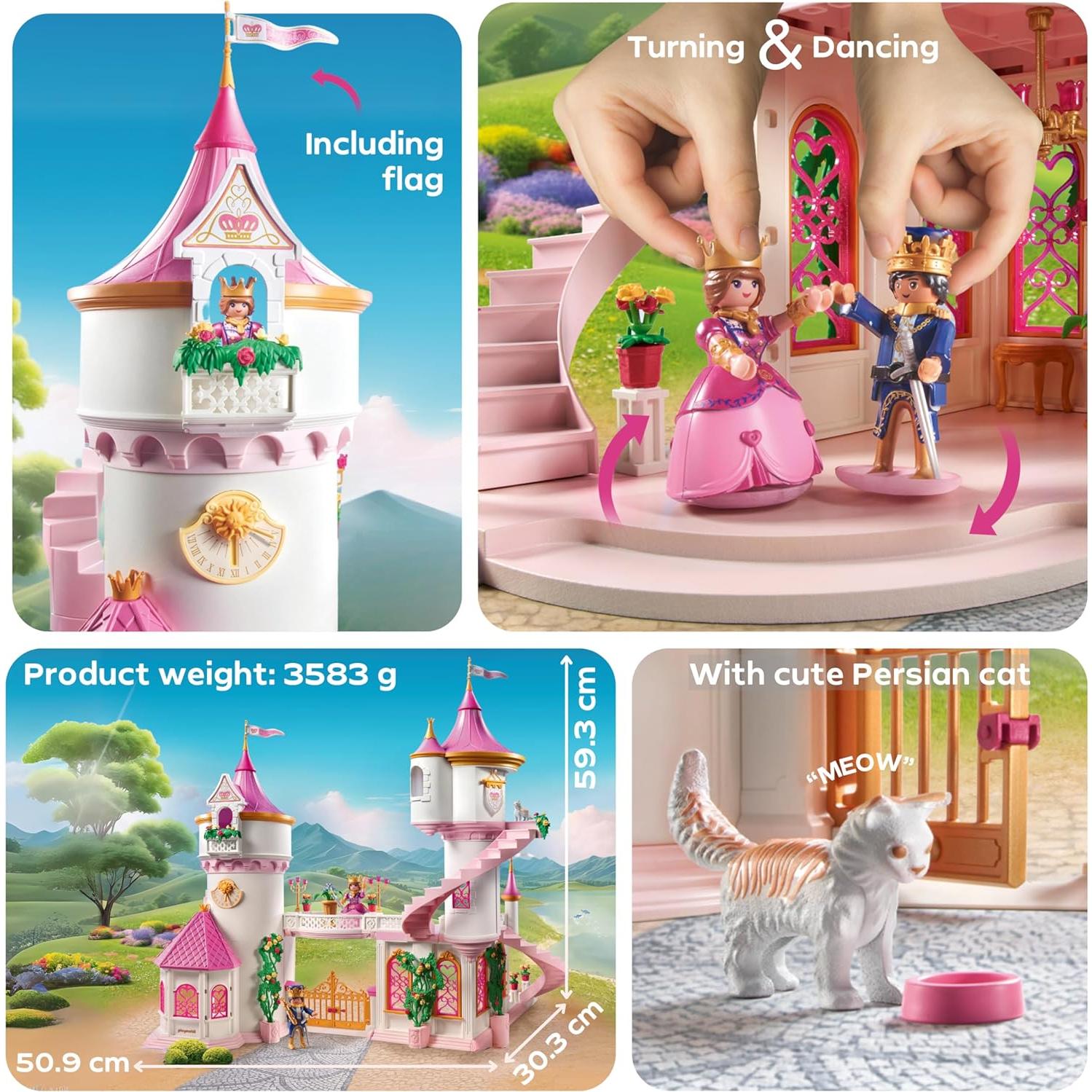 Castillo de Princesa PLAYMOBIL 71845 con Pareja Real y Gato