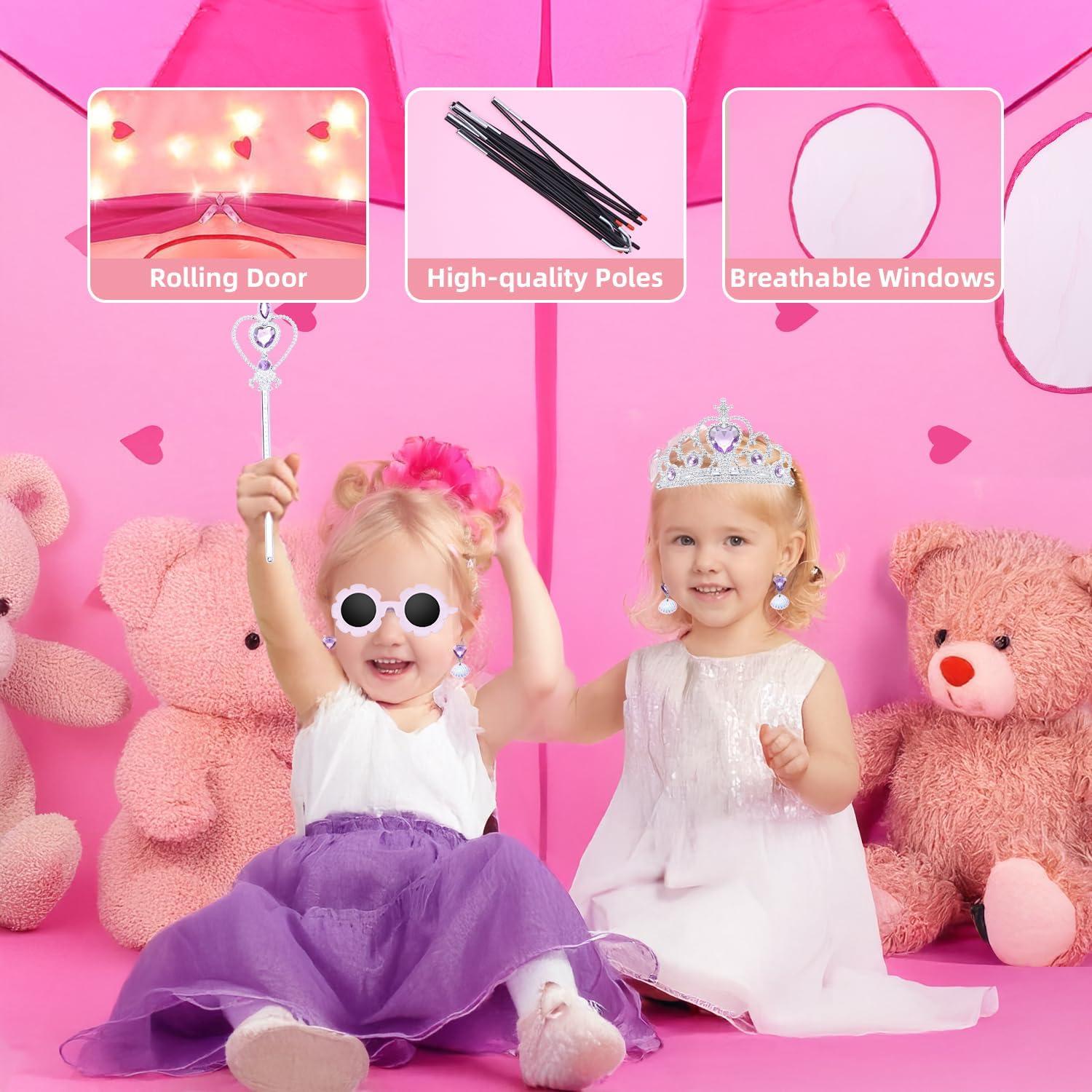 Carpa de Princesa LXDHSRTA 13 Piezas con Luces LED Púrpura