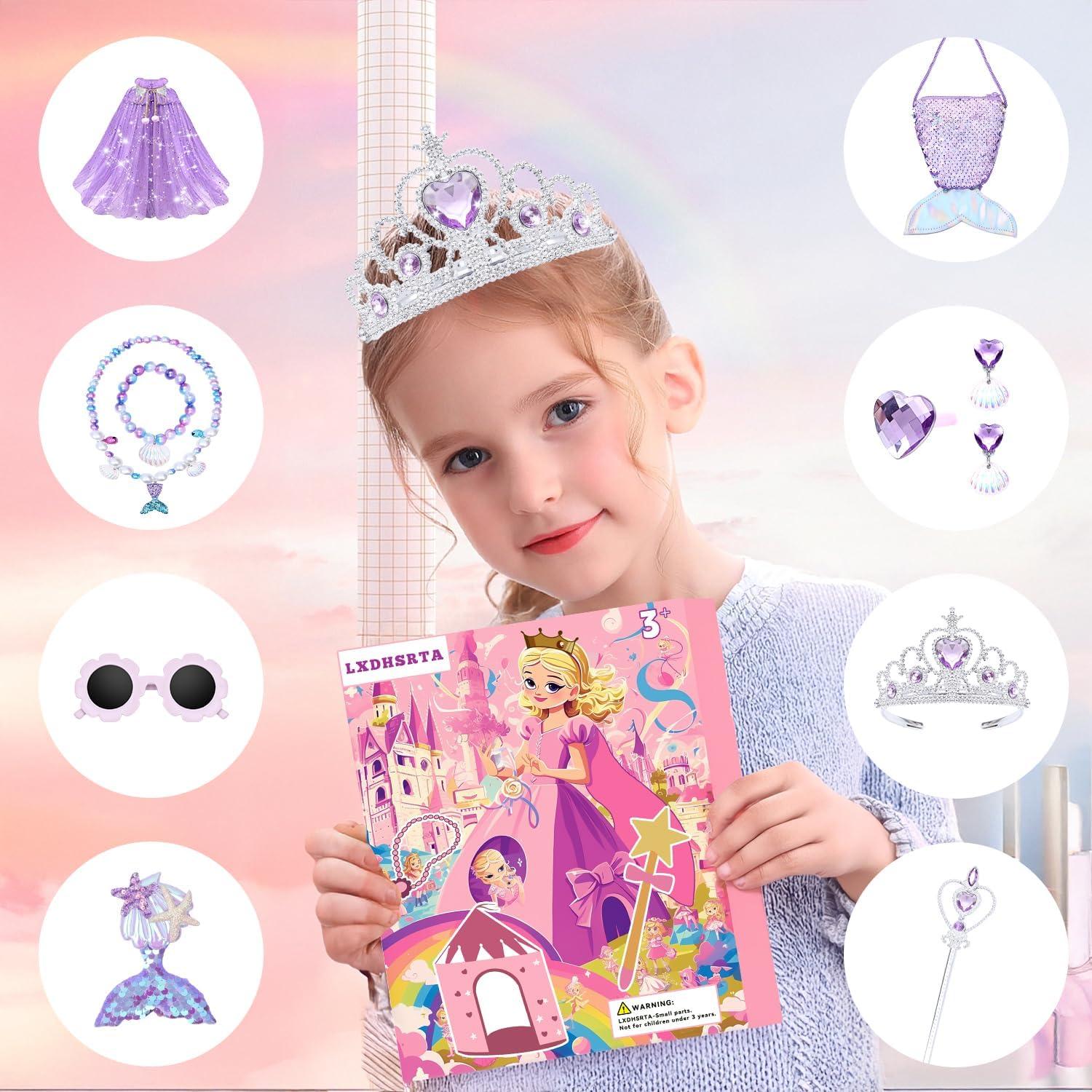 Carpa de Princesa LXDHSRTA 13 Piezas con Luces LED Púrpura