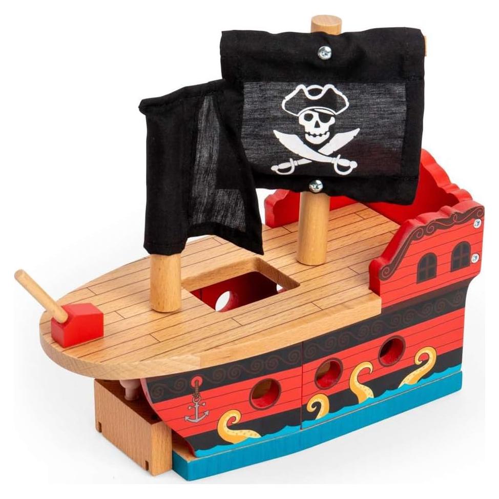 Galeón Pirata de Madera Bigjigs Rail - Juguete 22.5 cm