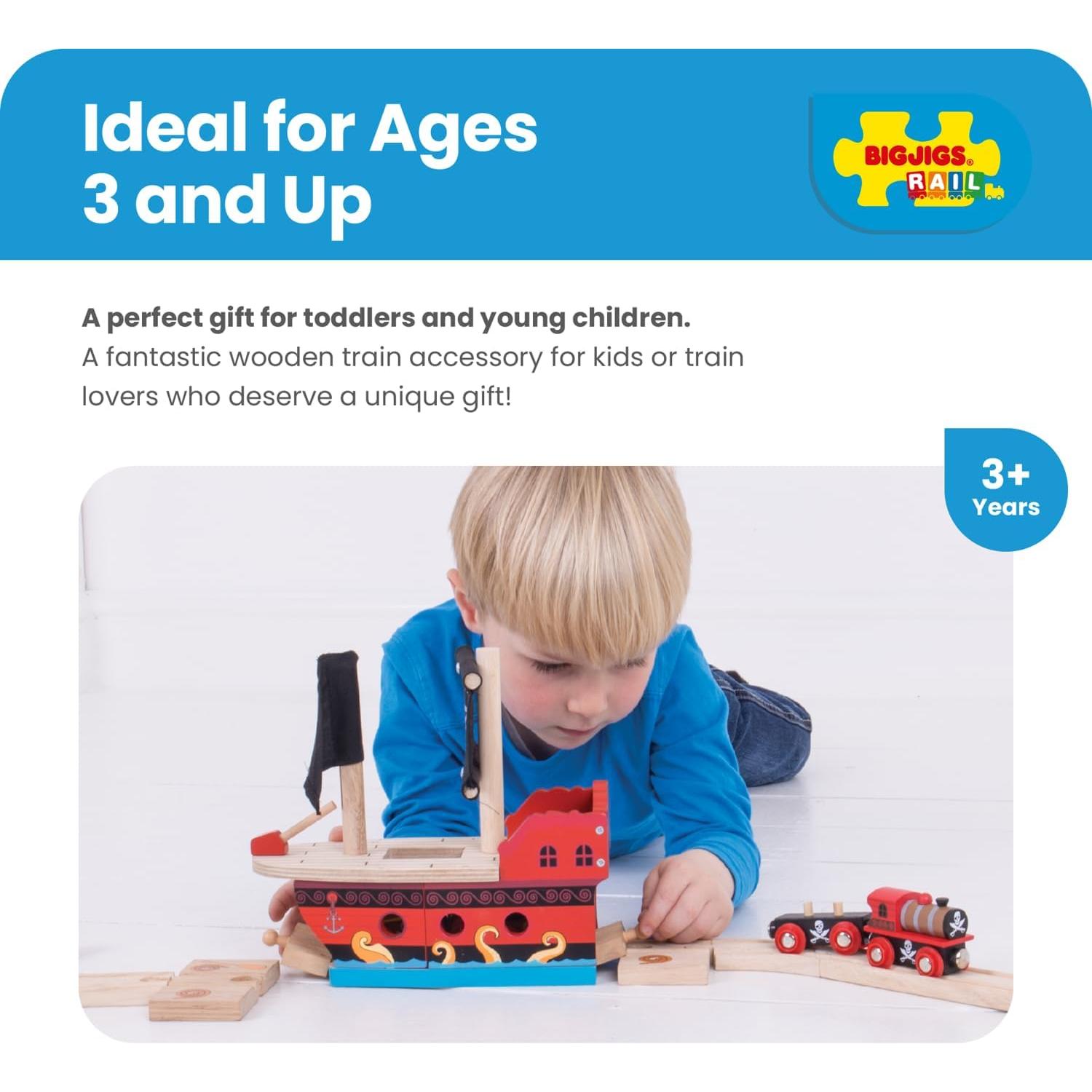 Galeón Pirata de Madera Bigjigs Rail - Juguete 22.5 cm