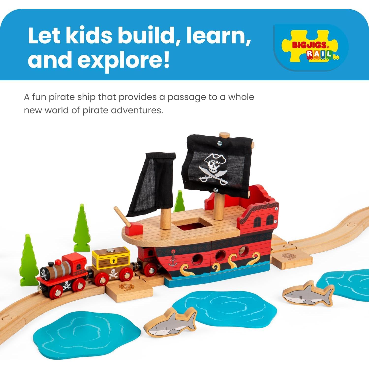 Galeón Pirata de Madera Bigjigs Rail - Juguete 22.5 cm
