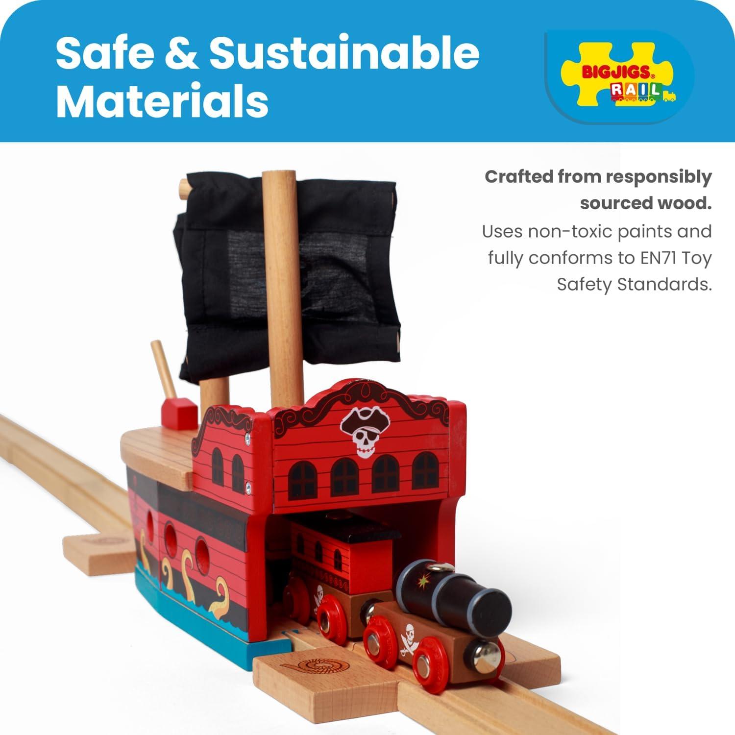 Galeón Pirata de Madera Bigjigs Rail - Juguete 22.5 cm