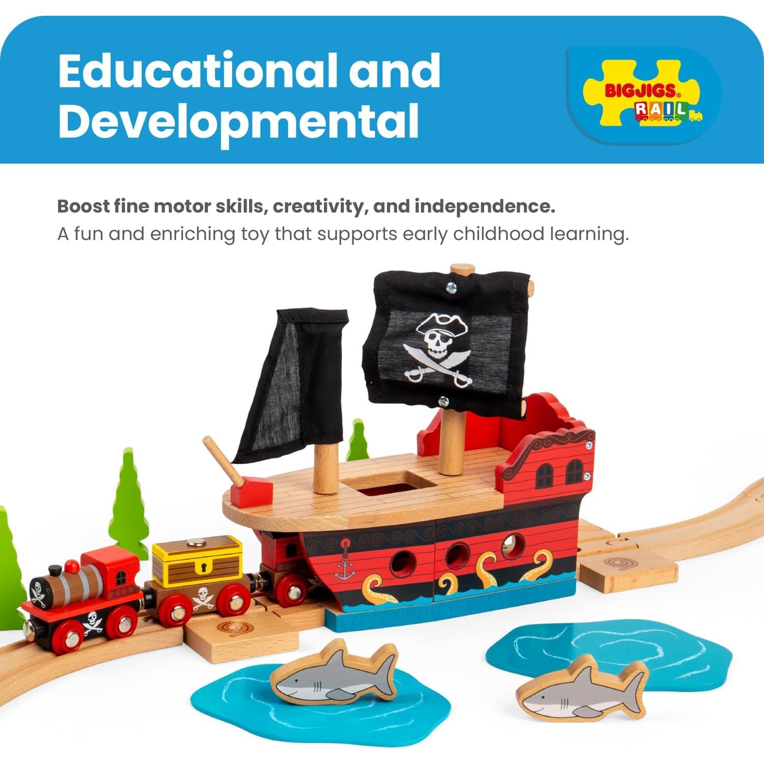 Galeón Pirata de Madera Bigjigs Rail - Juguete 22.5 cm