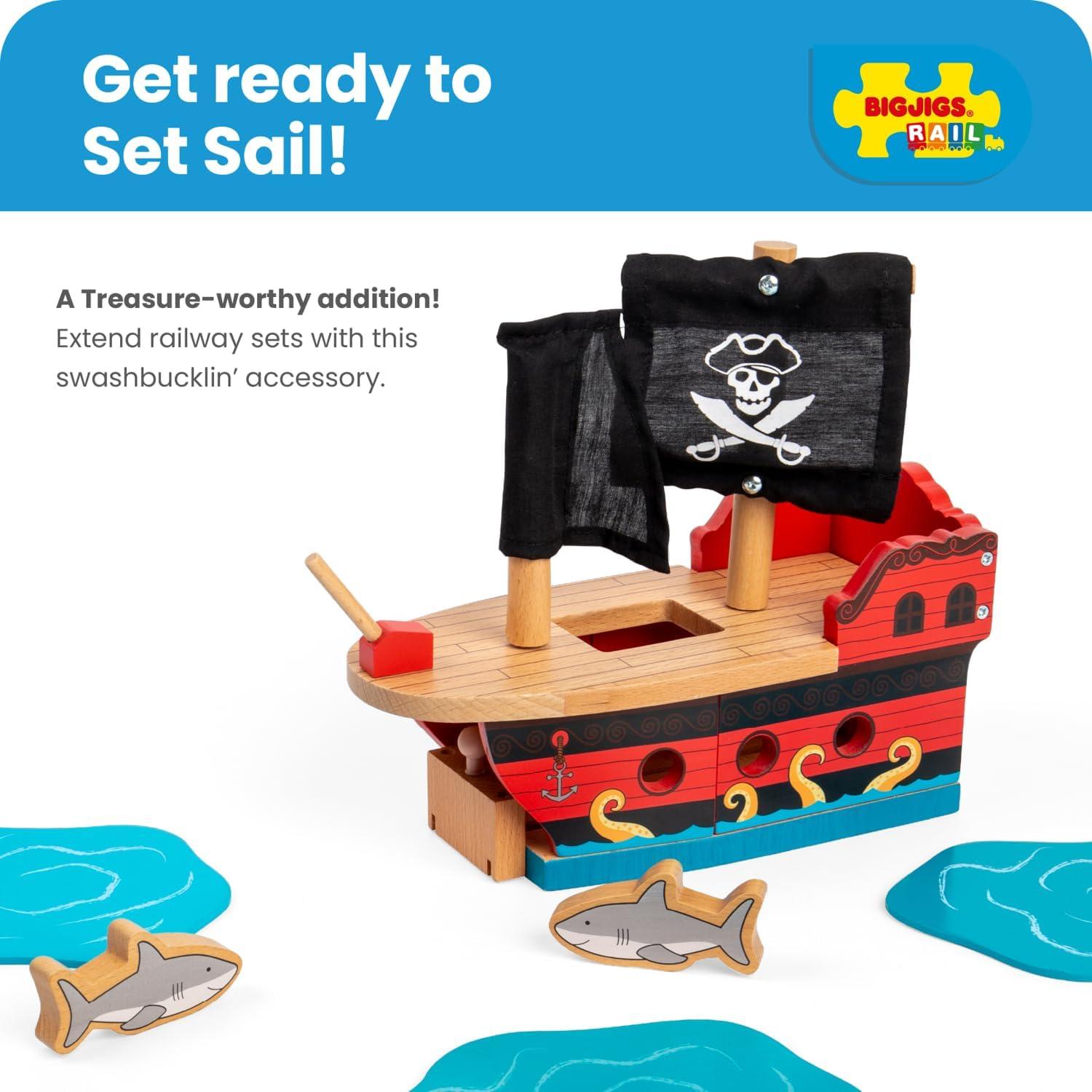 Galeón Pirata de Madera Bigjigs Rail - Juguete 22.5 cm