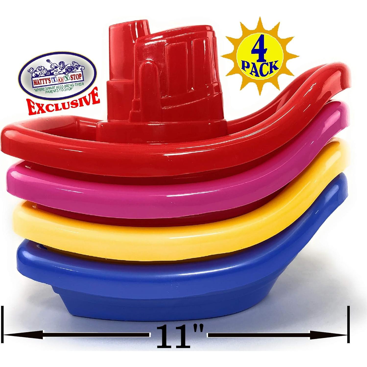 Conjunto de 4 Barcos de Remolque Plástico Matty's Toy Stop 28 cm