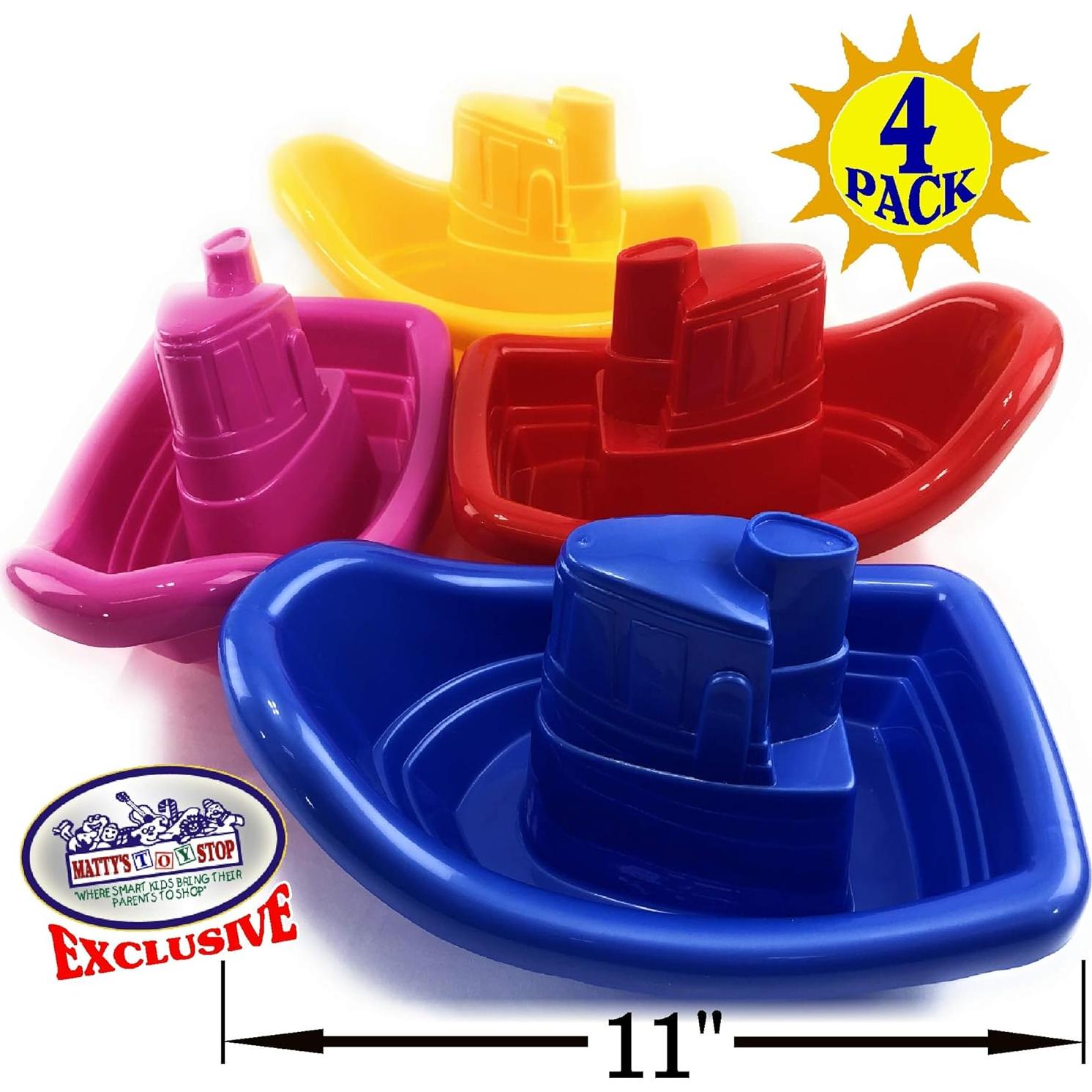 Conjunto de 4 Barcos de Remolque Plástico Matty's Toy Stop 28 cm