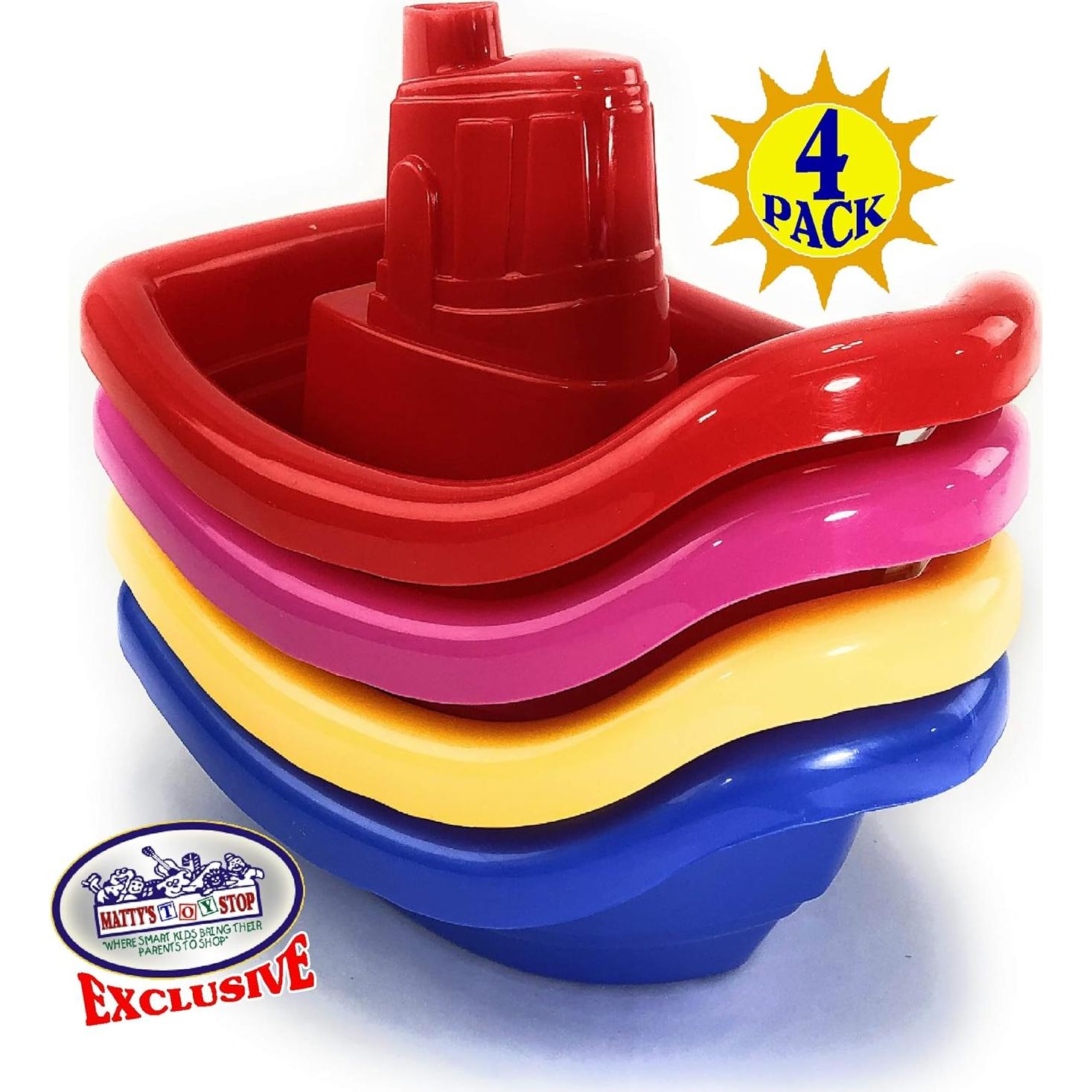 Conjunto de 4 Barcos de Remolque Plástico Matty's Toy Stop 28 cm