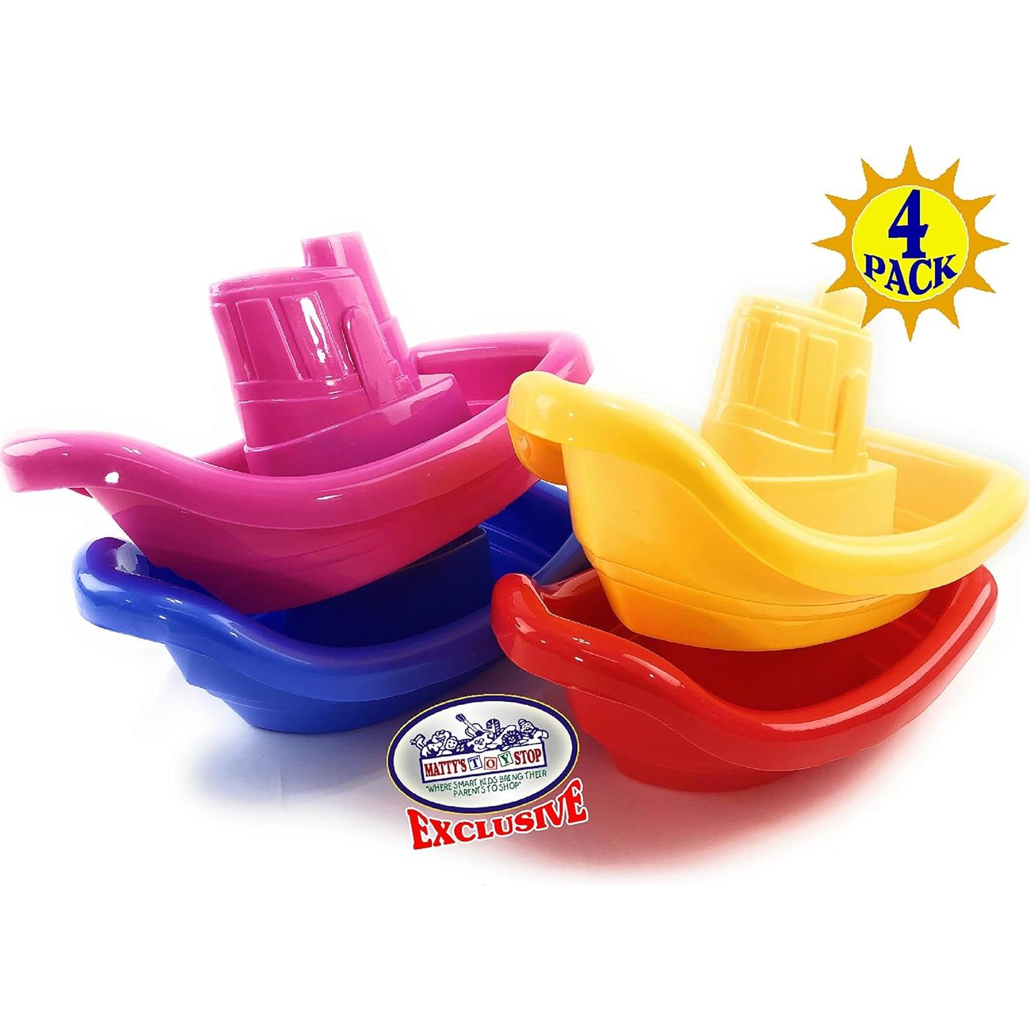 Conjunto de 4 Barcos de Remolque Plástico Matty's Toy Stop 28 cm