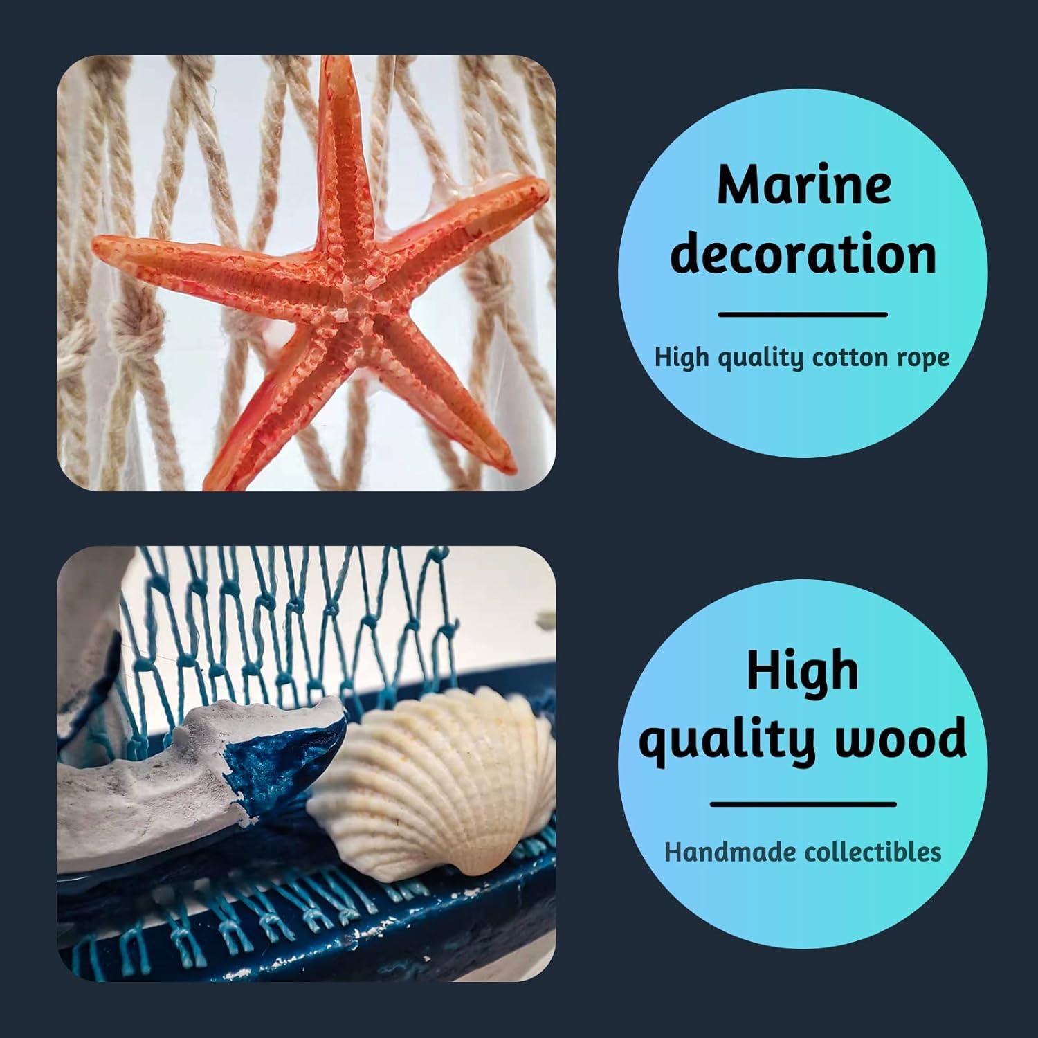 Mini Decoración de Velero BLLREMIPSUR 2 Pcs Madera 10.9x12.7cm