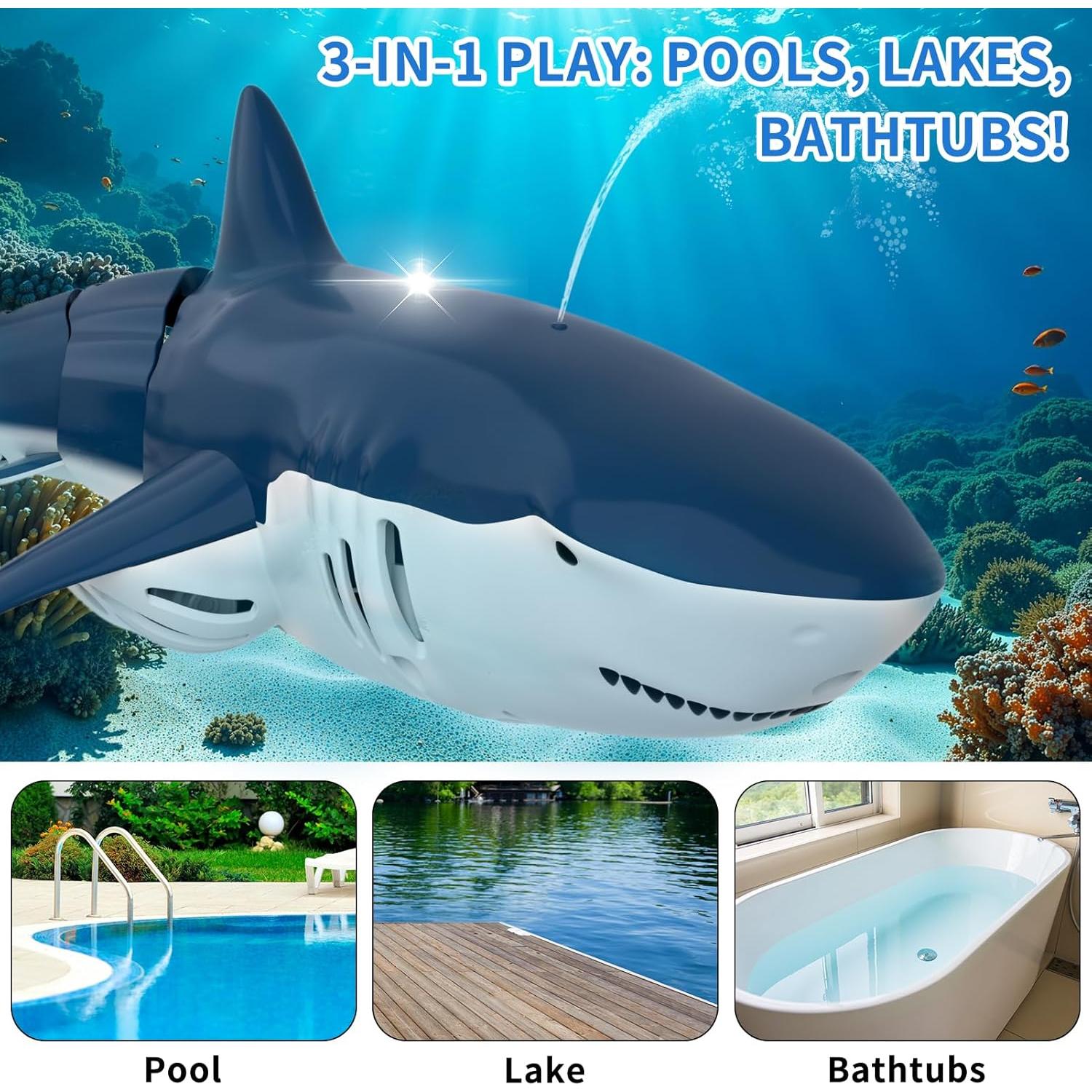 Juguete Tiburón RC 2.4GHz BLmukce 36.8x14x9.9cm Azul