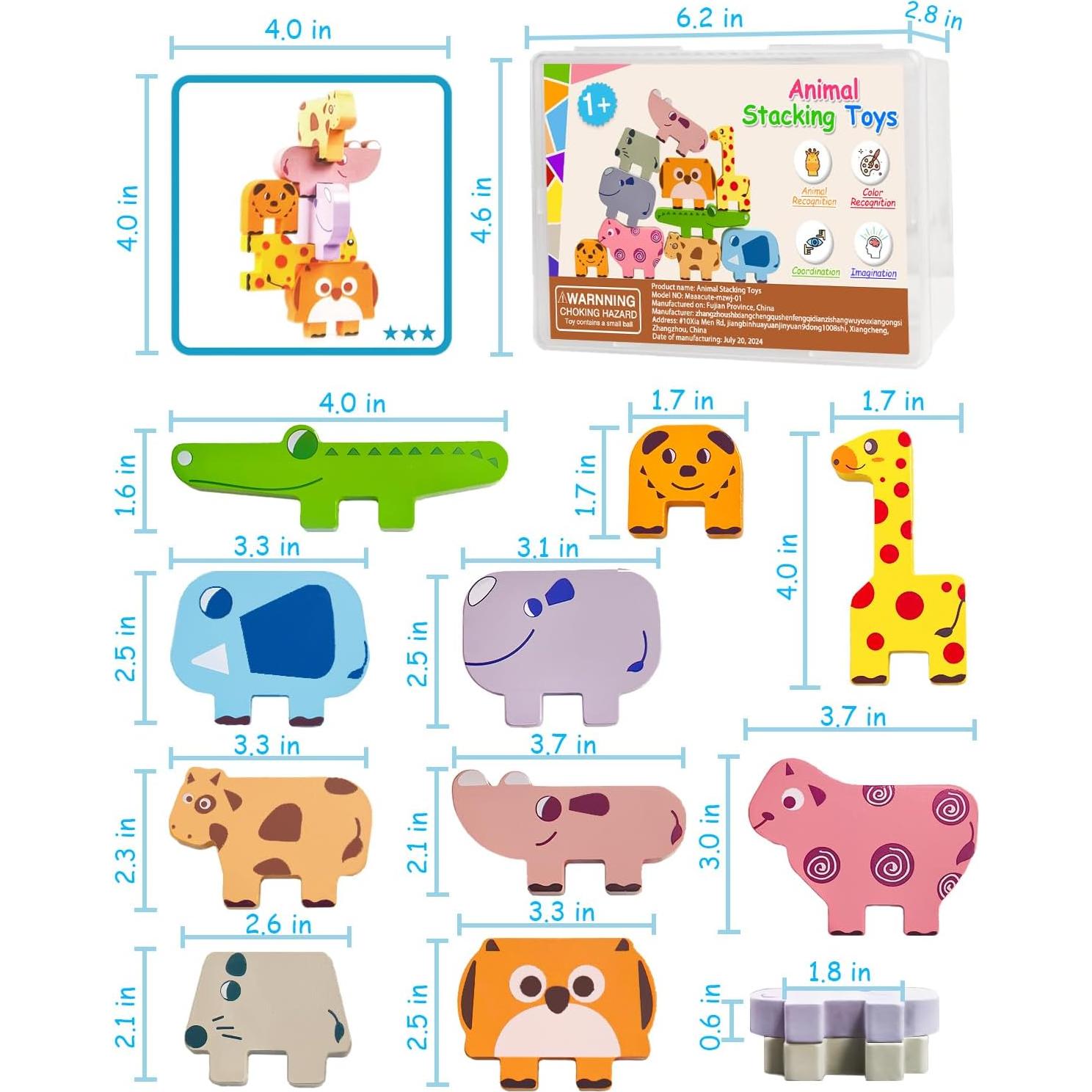 Juguetes Montessori de Madera Maaacute - 10 Bloques Animales