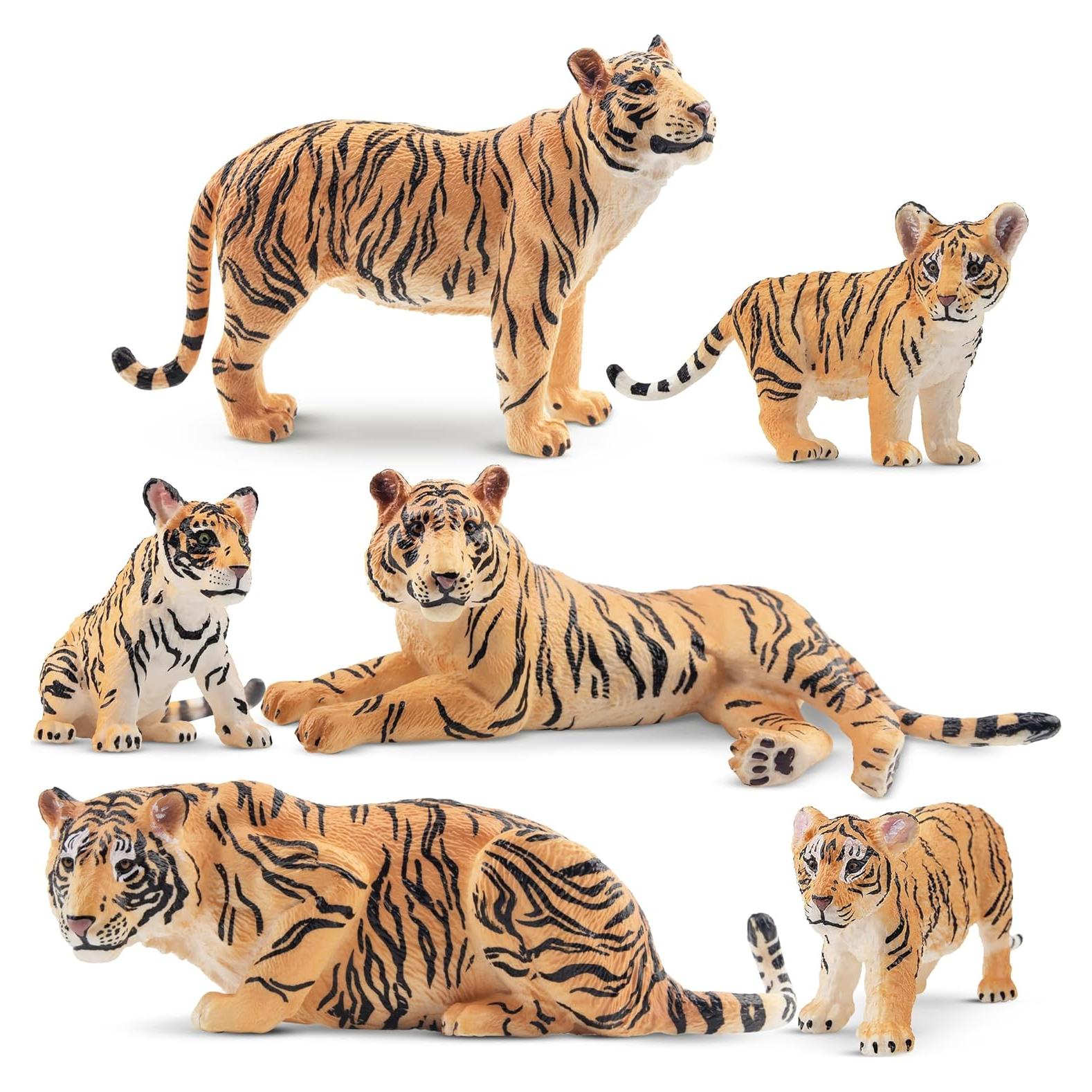 Figuras de Tigres y Cachorros Toymany - Set 6 Piezas Educativo