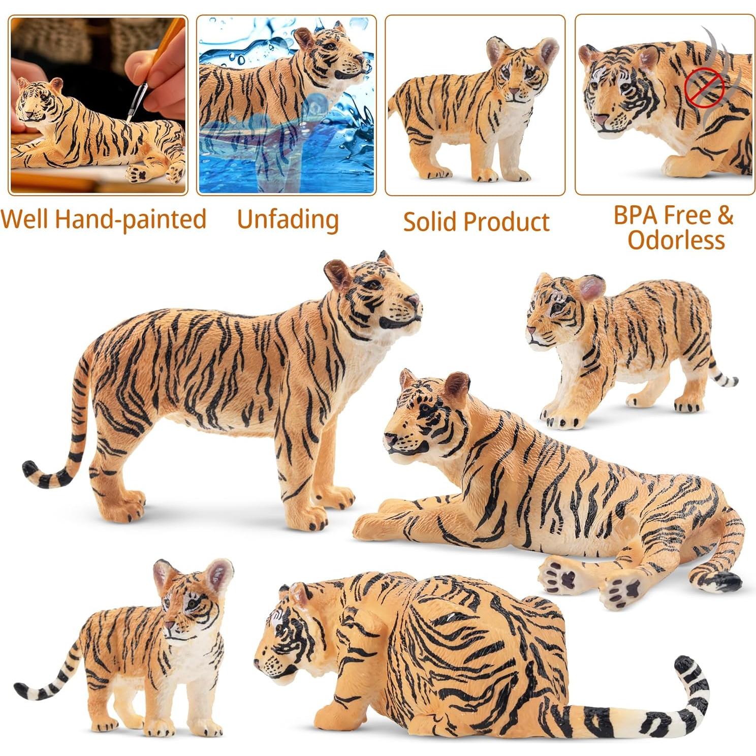 Figuras de Tigres y Cachorros Toymany - Set 6 Piezas Educativo