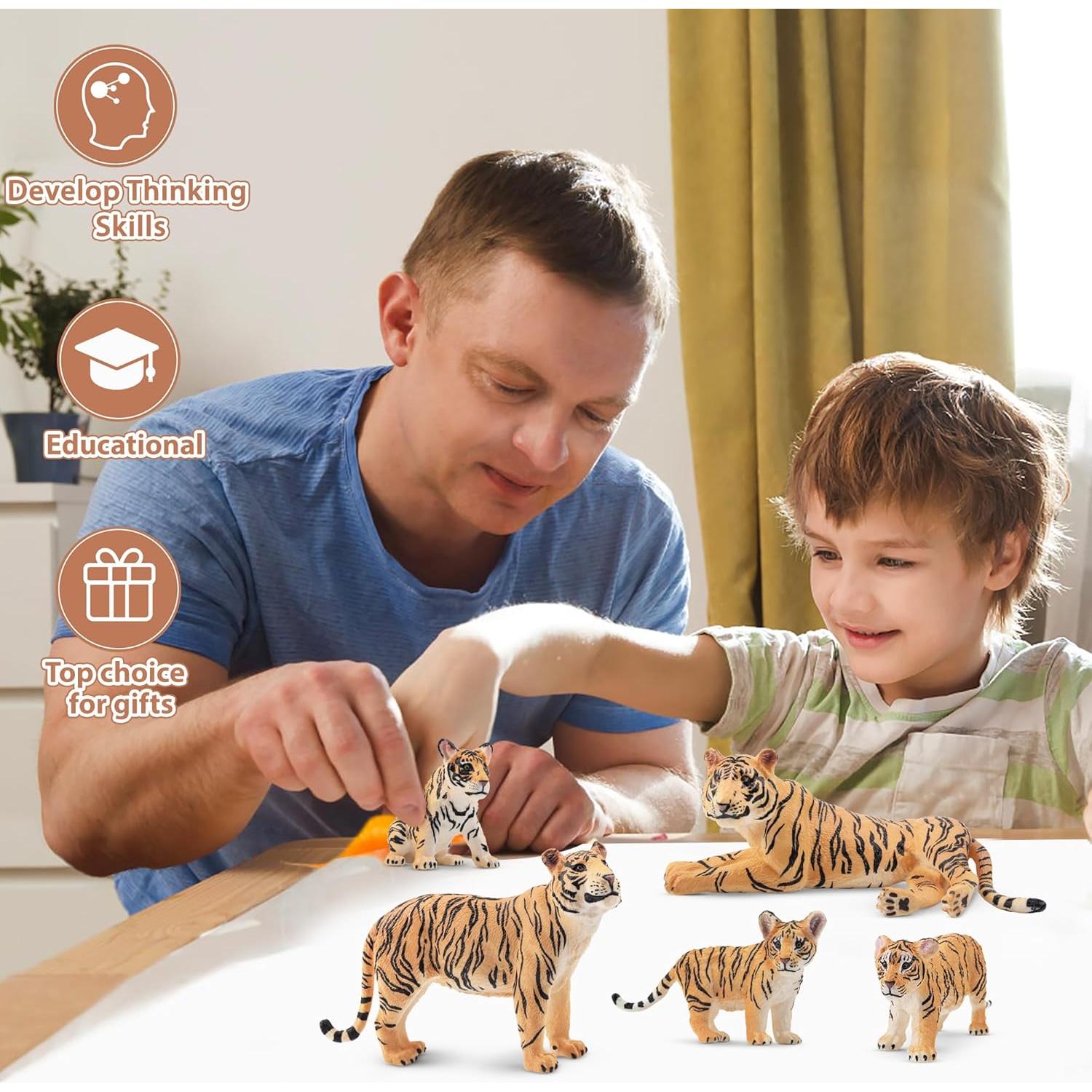 Figuras de Tigres y Cachorros Toymany - Set 6 Piezas Educativo