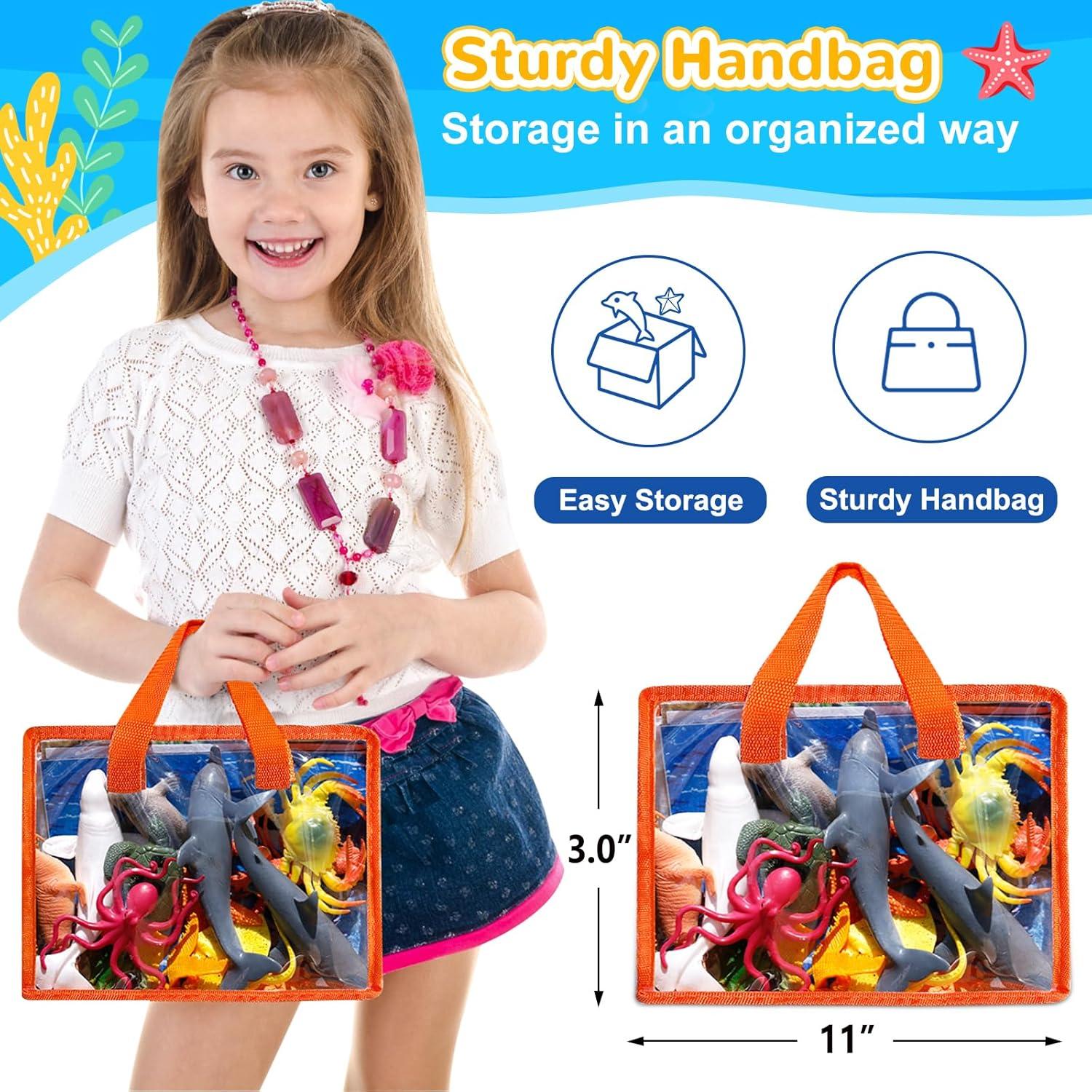 Juguetes de Animales Marinos GINMIC 18 Piezas con Alfombrilla