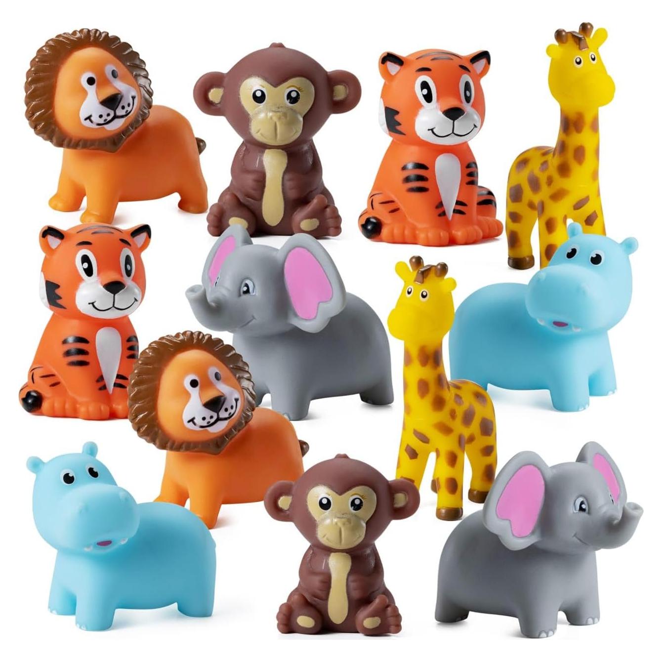 Mini Juguetes de Baño de Animales de Safari Bedwina - 12 Pcs