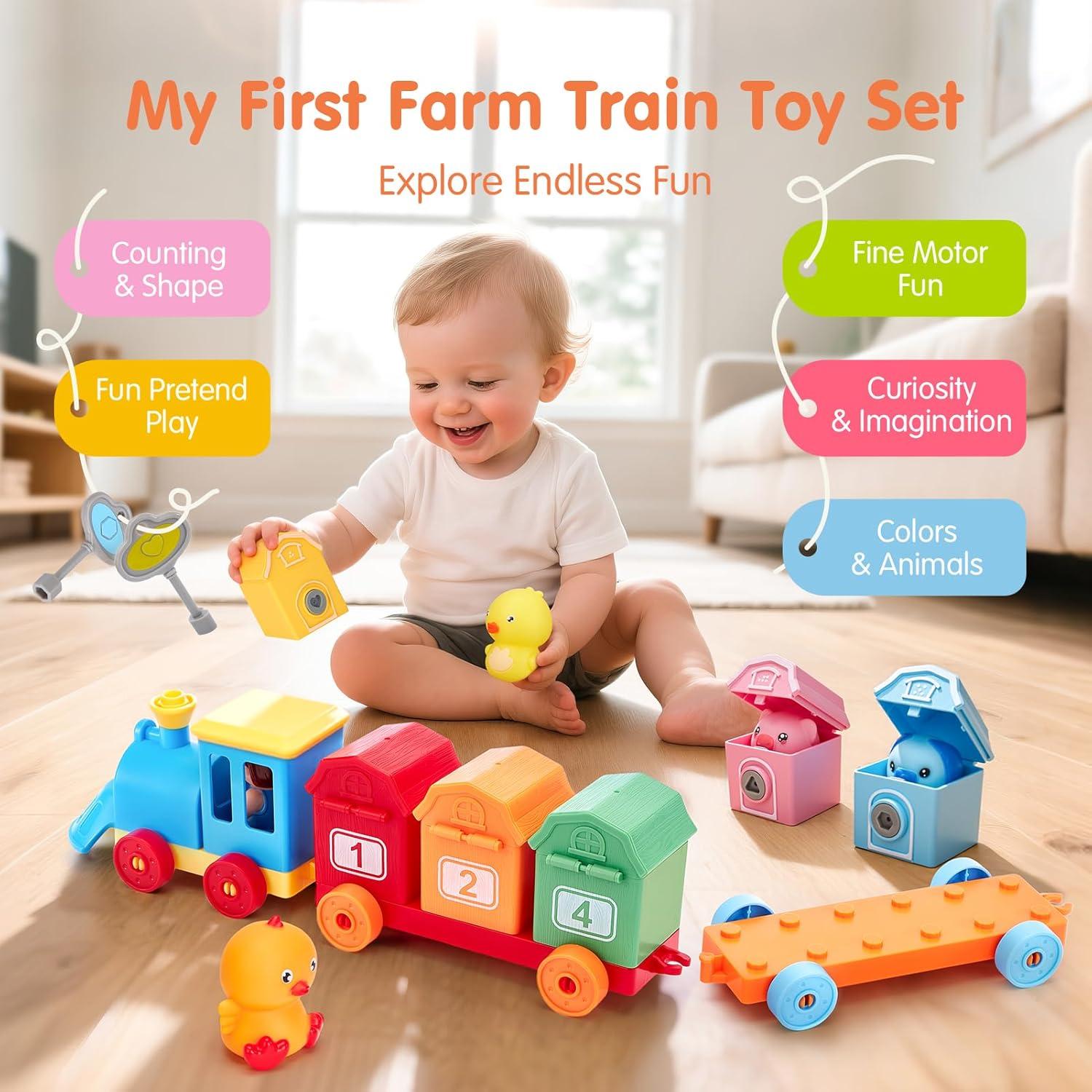 Set de Tren Montessori Hahaland con Animales y Títeres - 30.5x20.5cm