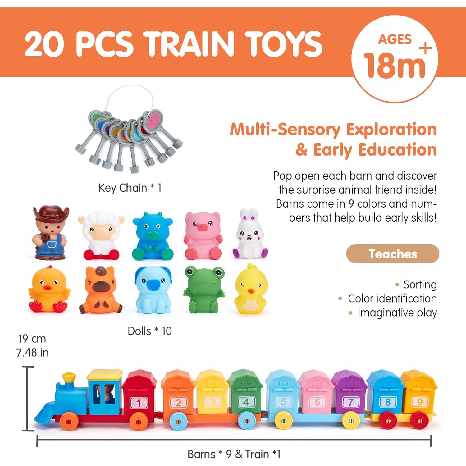 Set de Tren Montessori Hahaland con Animales y Títeres - 30.5x20.5cm
