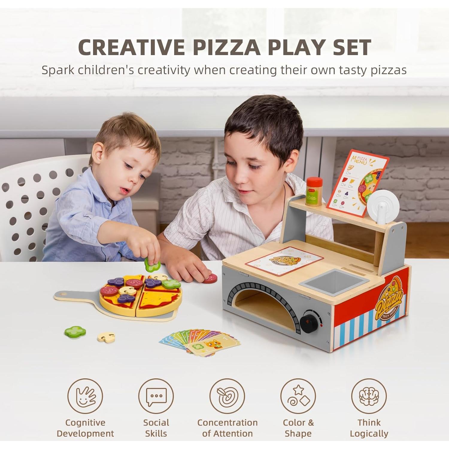 Conjunto de Juego de Pizzería de Madera OOOK 30.99x26.42cm