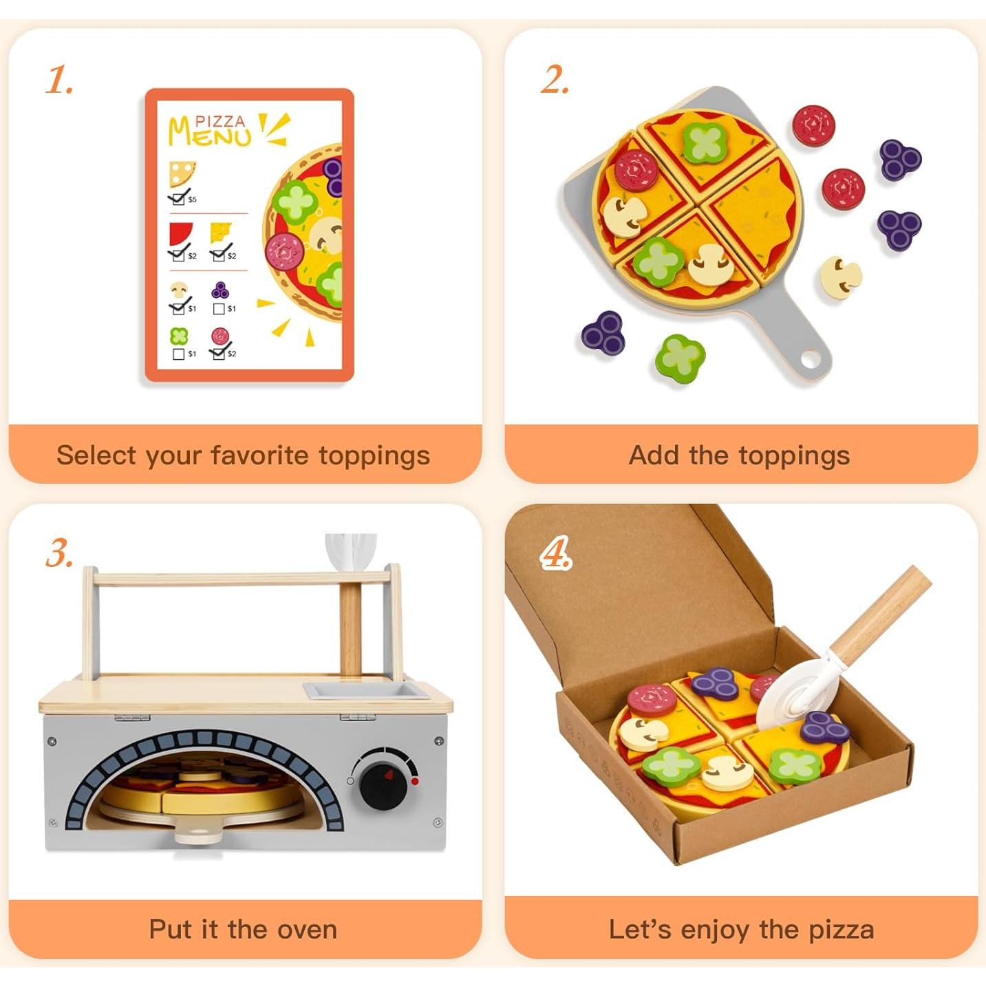 Conjunto de Juego de Pizzería de Madera OOOK 30.99x26.42cm