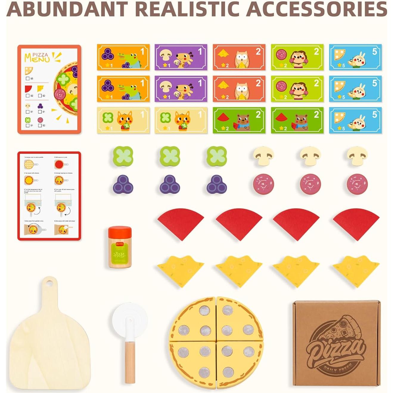 Conjunto de Juego de Pizzería de Madera OOOK 30.99x26.42cm