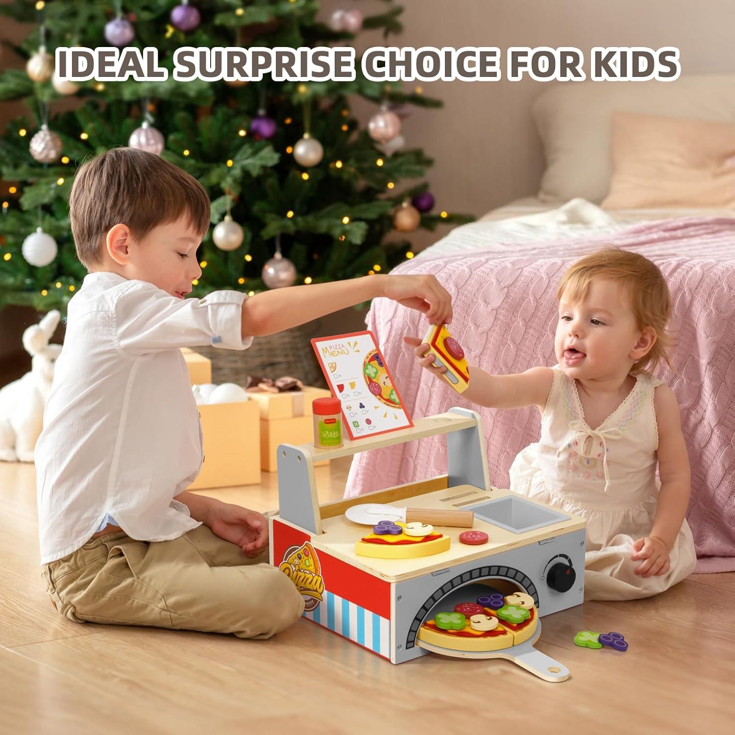 Conjunto de Juego de Pizzería de Madera OOOK 30.99x26.42cm