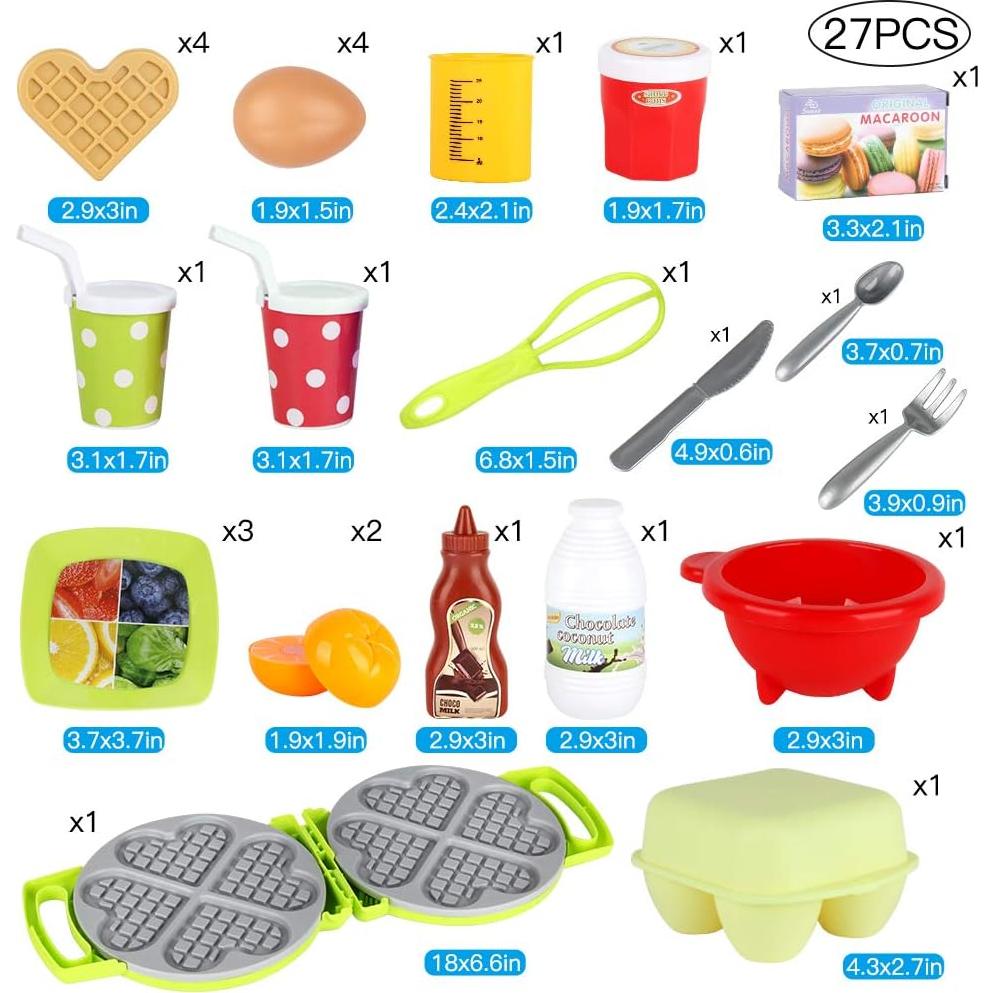 Juego de Cocina 27 Piezas Waffle BL para Niños 3-8 Años